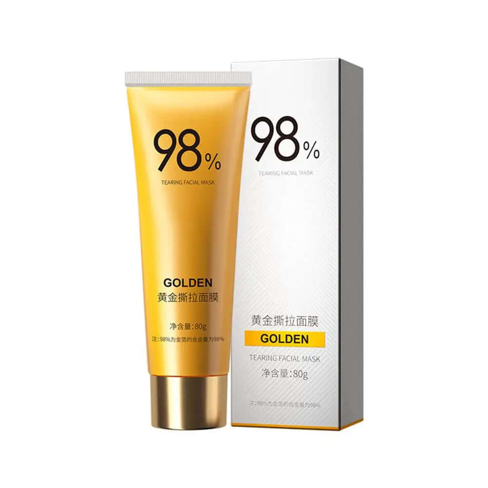 80g gold peel mask for blackhead removal in golden packaging for deep cleansing and tightening pores.