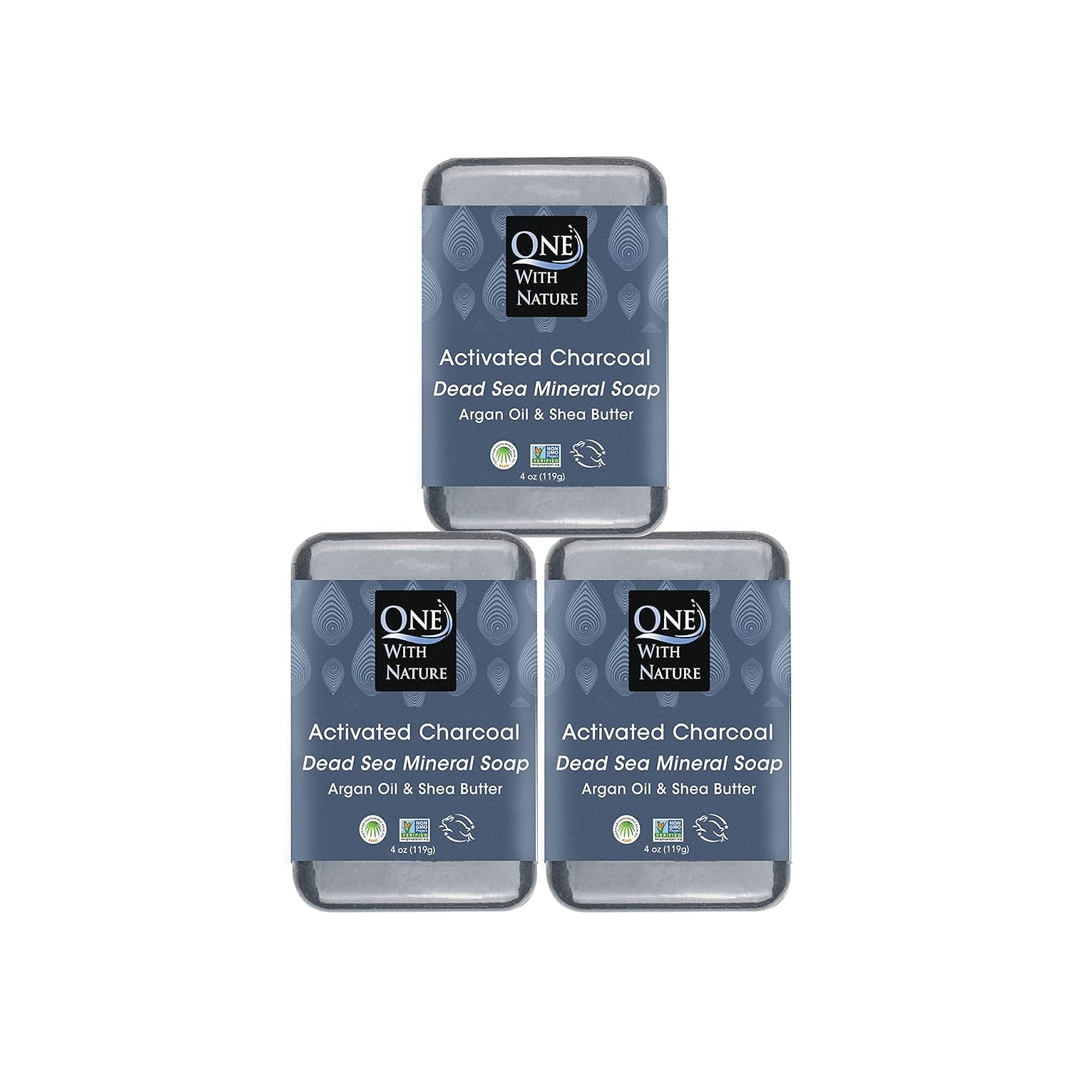 One with Nature Dead Sea Salt Lemon Sage Soap 4Oz 3-Pack – Purifying and Exfoliating Soap Bar with Dead Sea Minerals for Face & Body, for Men & Women