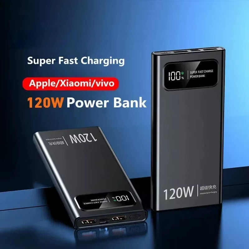120W Super Fast Charge Portable Power 50000Mah Large Capacity Portable Power Bank Digital Display External Battery
