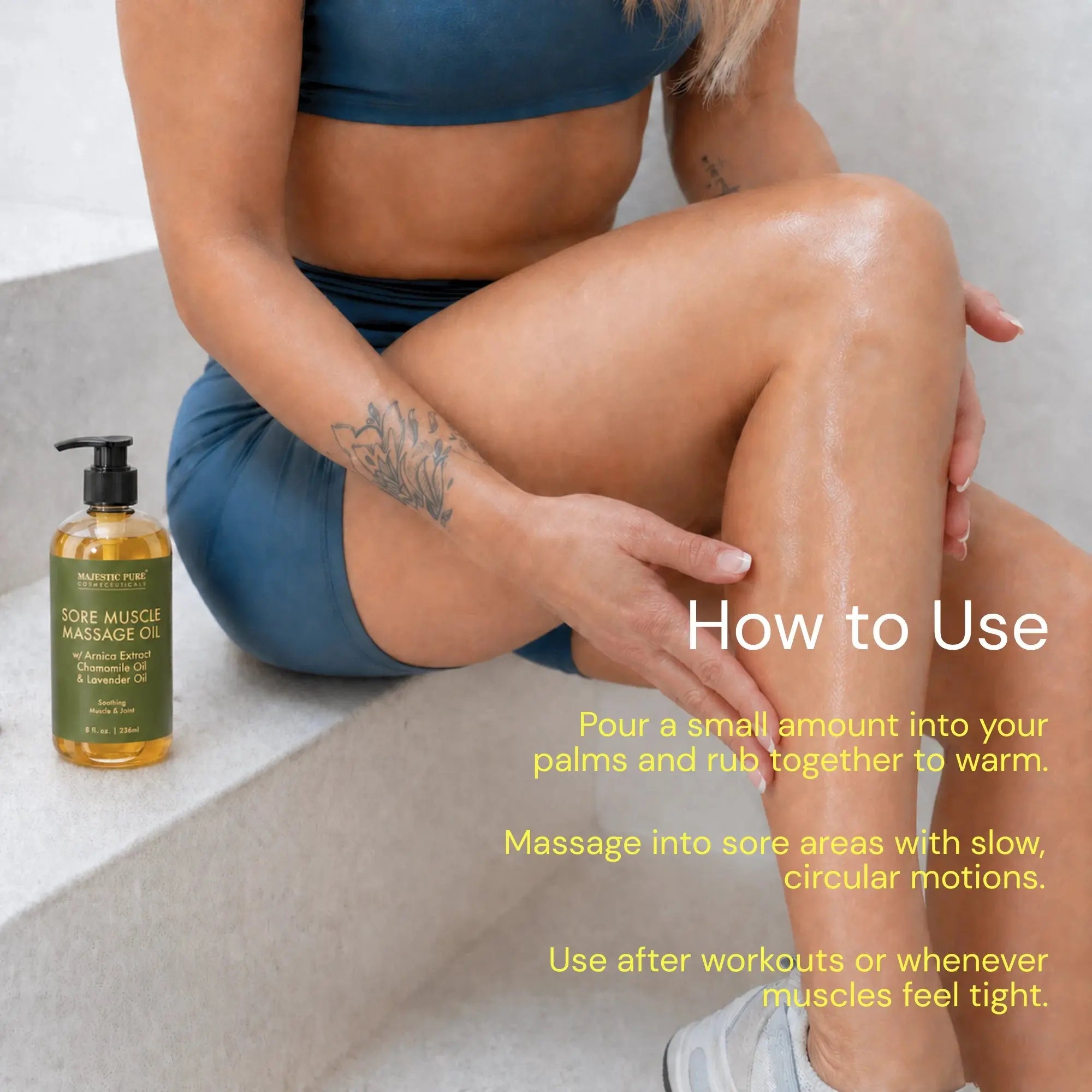 Sore Muscle Massage Oil with Lavender and Chamomile Essential Oils | 8 Fl Oz
