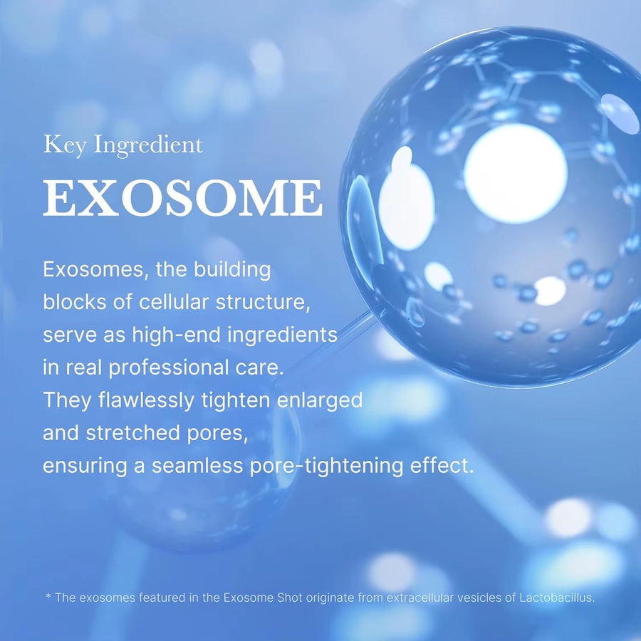 Exosome ingredient for skincare, enhancing cellular structure and tightening pores in professional treatments.