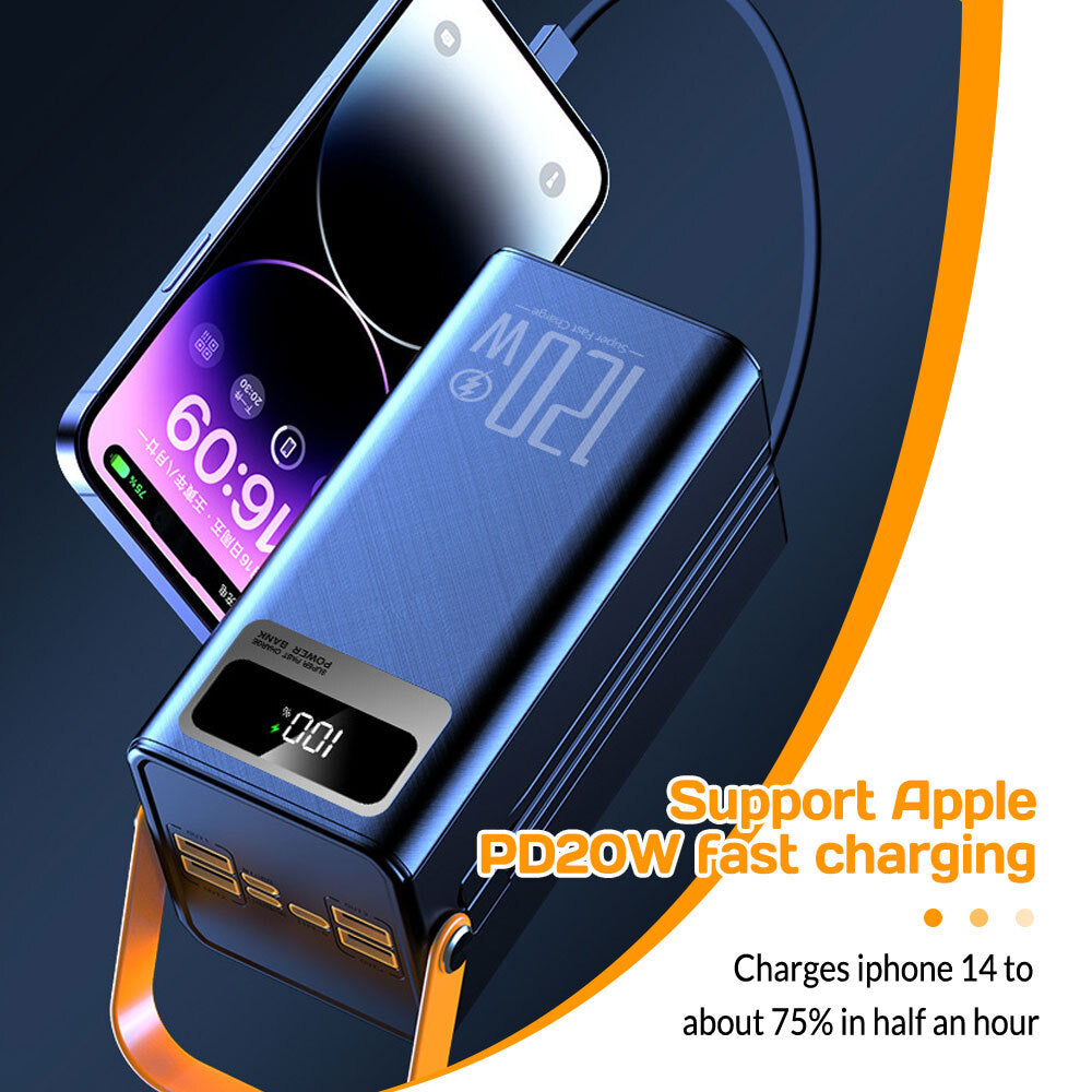 120W 70000Mah Portable Power Bank Large Capacity External Battery Fast Charging
