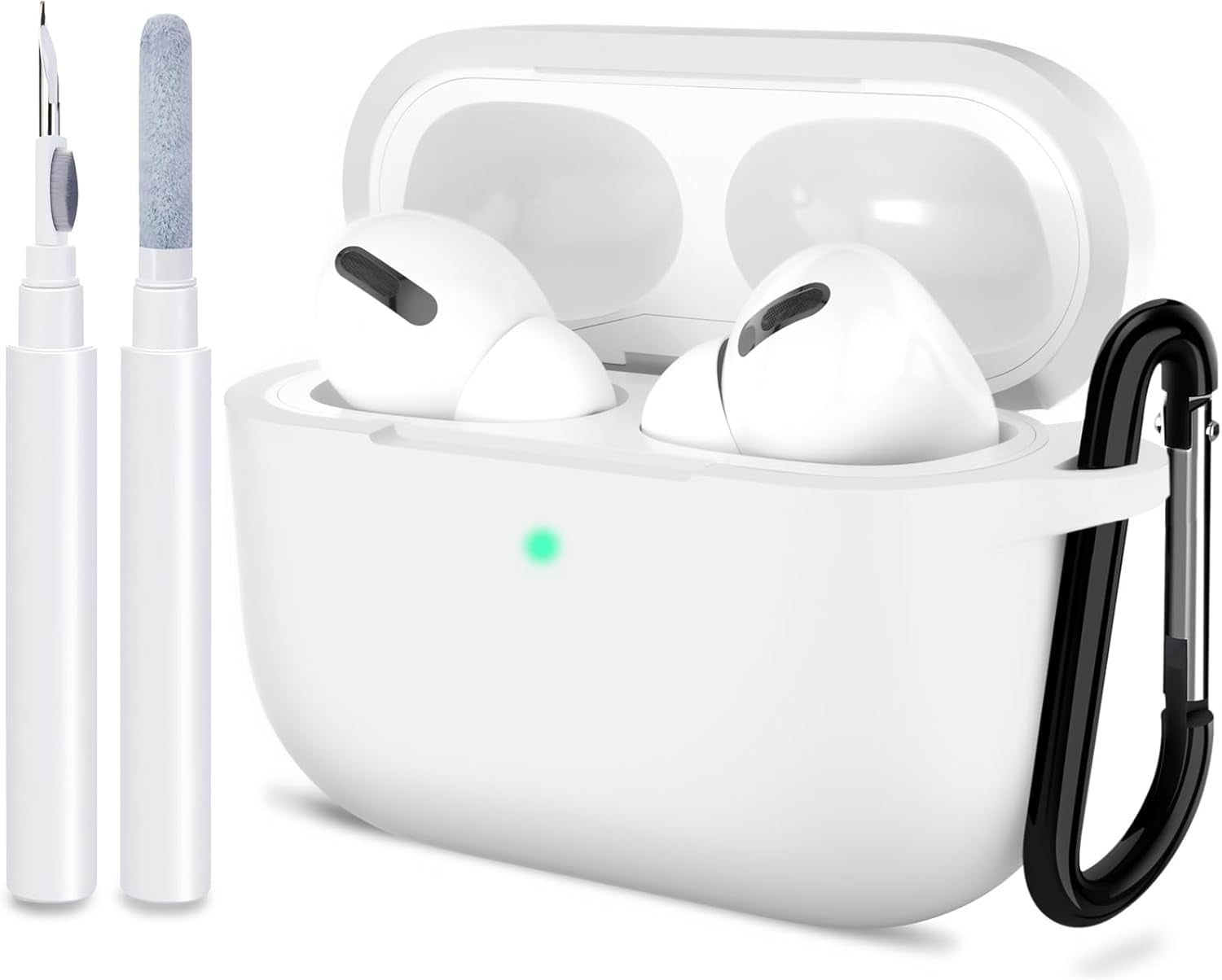ATUAT for Airpods Pro 1St/2Nd Generation Case Cover, Protective Silicone Skin Accessories with Keychain for Women Men for Apple Airpods Pro 2019/2022 Charging Case,Front LED Visible-Midnight Green