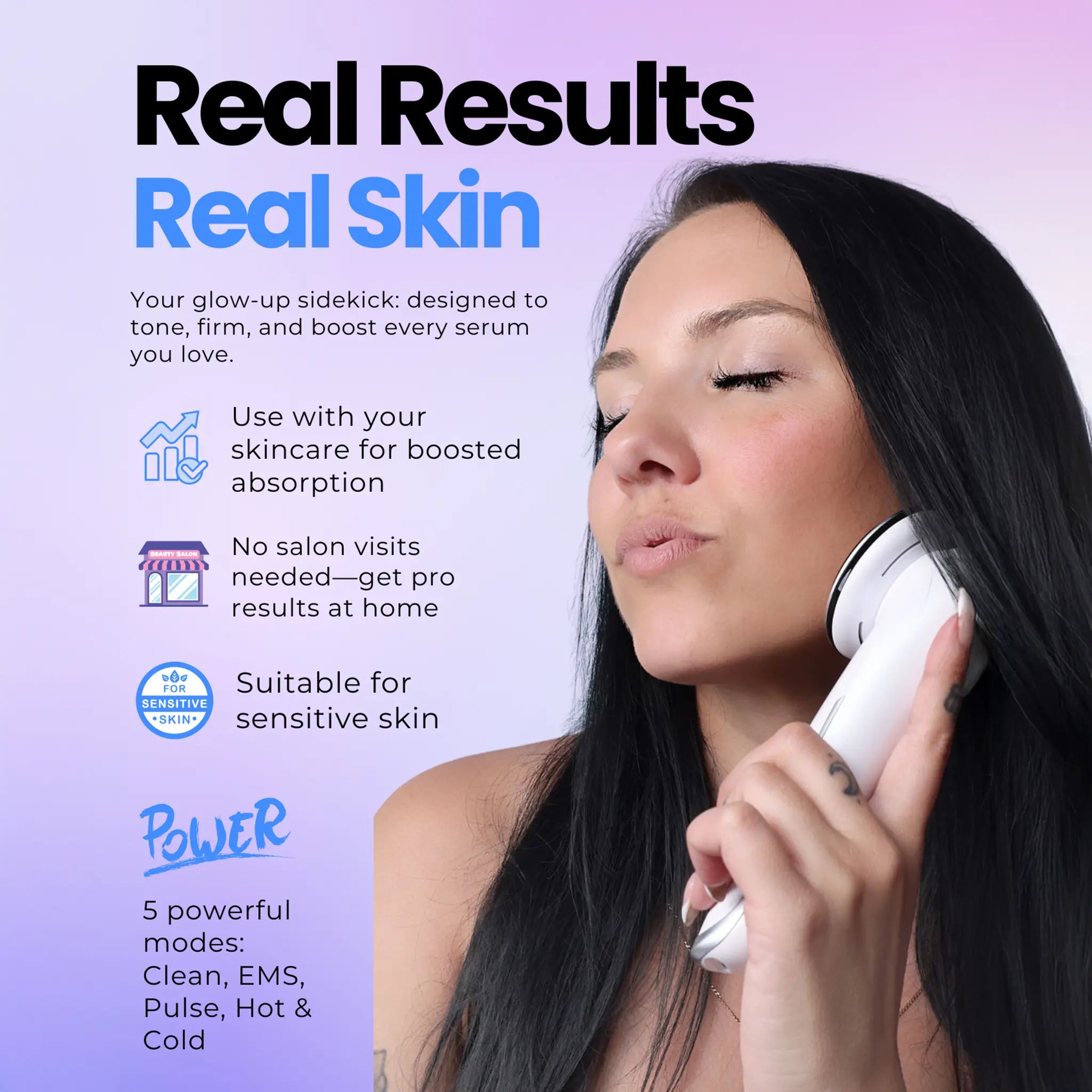 Helloskin Hot/Cold LED Light Therapy Handset V3.0 – EMS Microcurrent, Deep Cleanse Vibration, Smart Temperature Therapy, Red/Blue/Green LED Modes for Gentle Facial Cleansing & Soothing