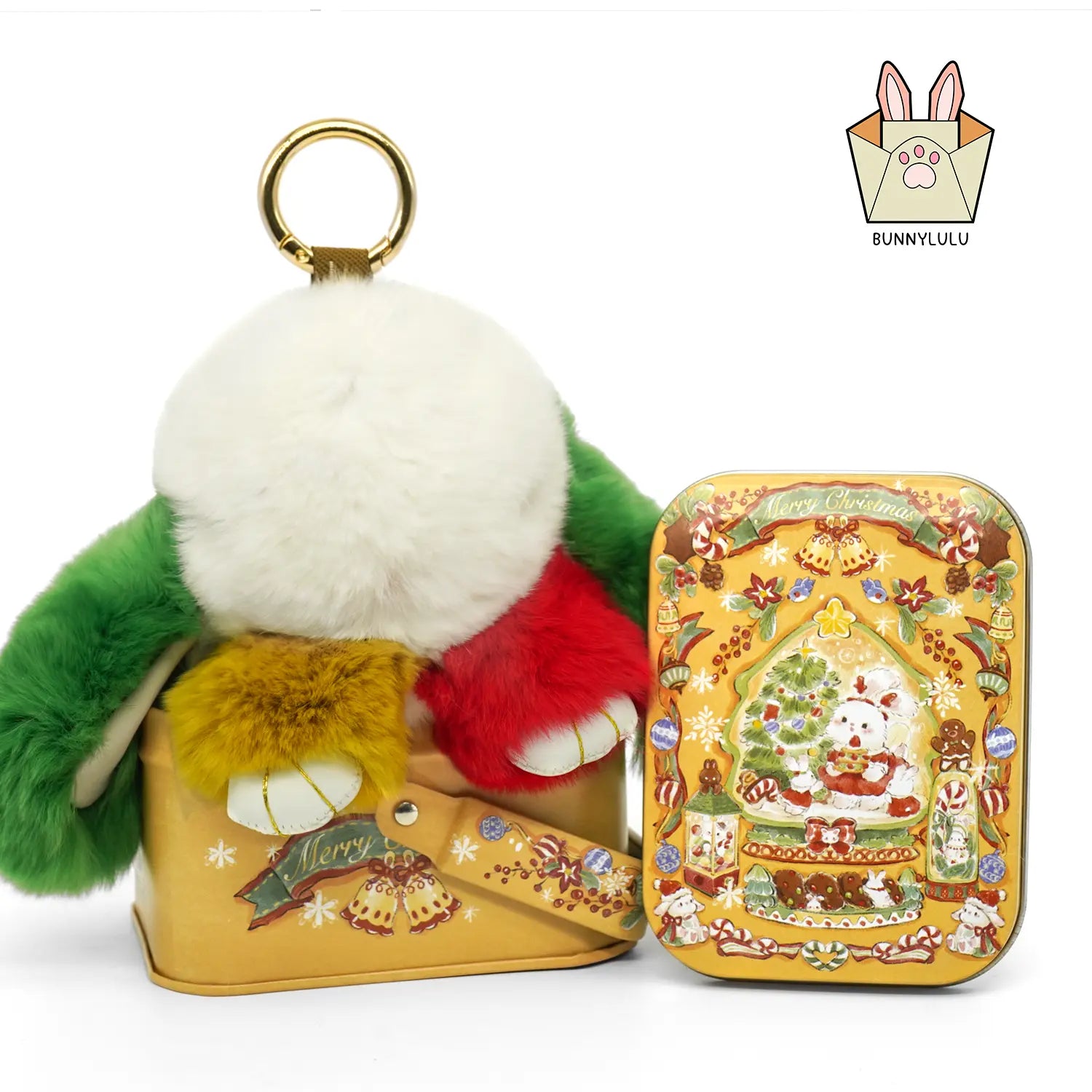 【Bunnylulu】Handmade Bunny Pompom Keychain with Tin Box, Summervibes Graduation Gift for Friends & Students, Stress-Relief Charm, Keepsake Gift