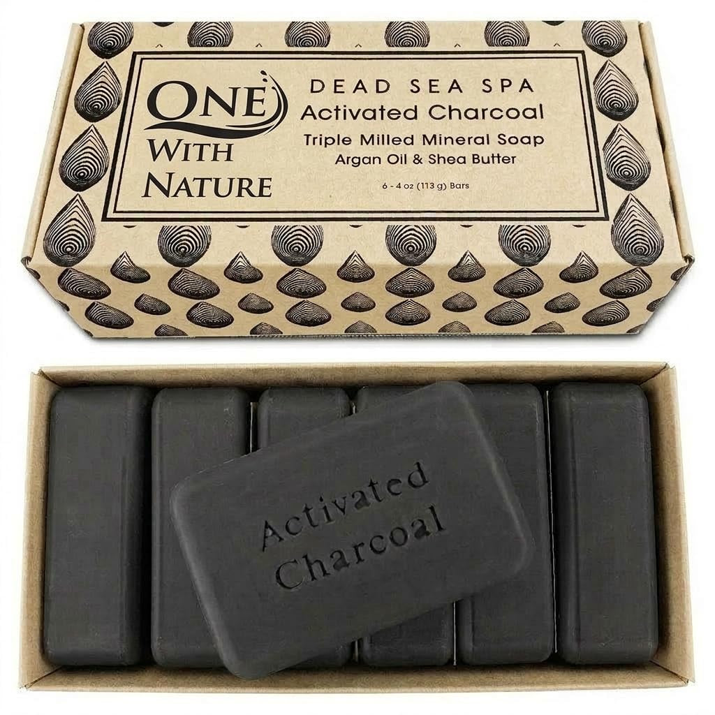One with Nature Dead Sea Salt Lemon Sage Soap 4Oz 3-Pack – Purifying and Exfoliating Soap Bar with Dead Sea Minerals for Face & Body, for Men & Women
