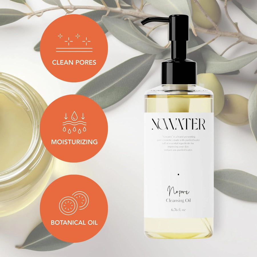 Makeup cleansing oil for blackheads in a sleek bottle with olive oil and tea tree for clear skin and moisturized pores.