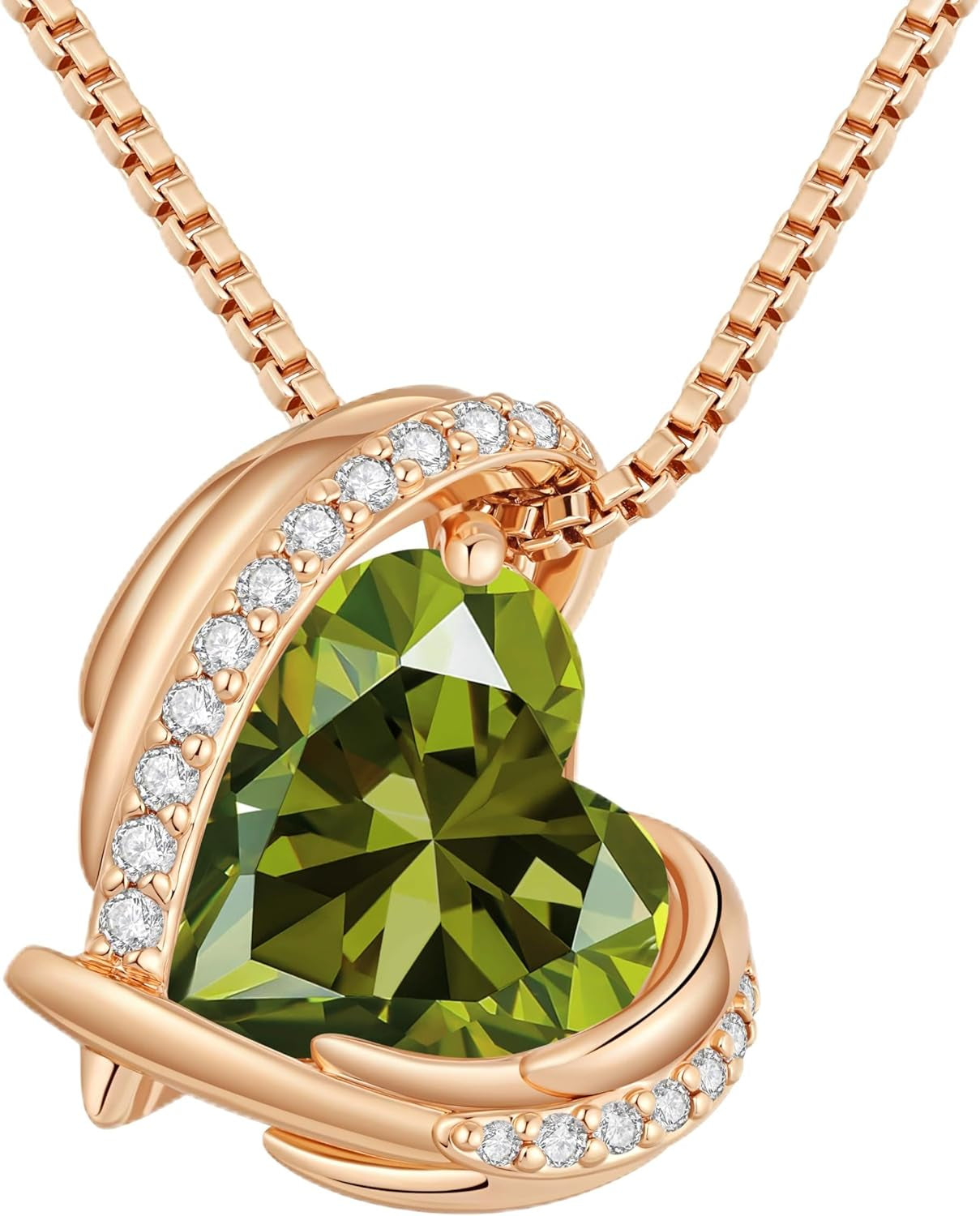 CDE Mothers Day Gifts Love Heart Pendant Necklaces for Women, Silver Tone Rose Gold Tone Birthstone Jewelry Gifts for Wife Her