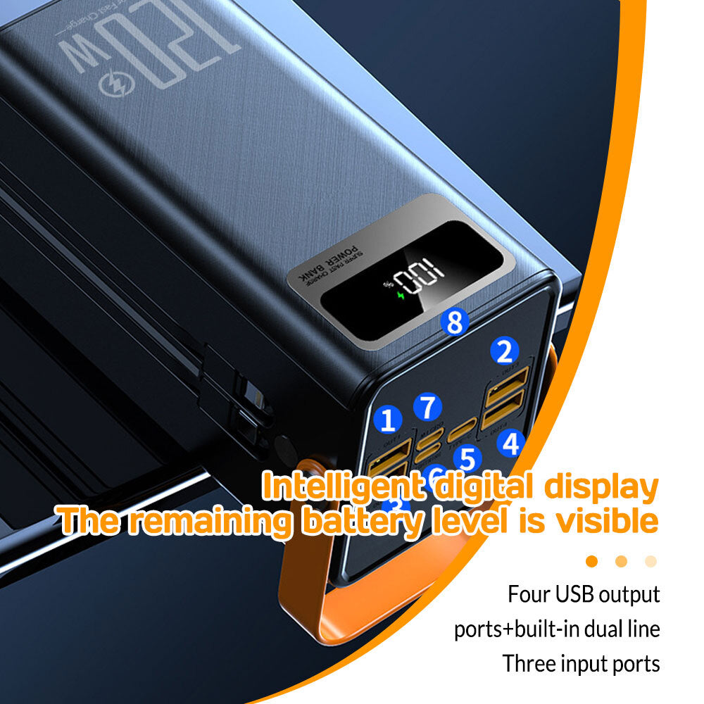 120W 70000Mah Portable Power Bank Large Capacity External Battery Fast Charging