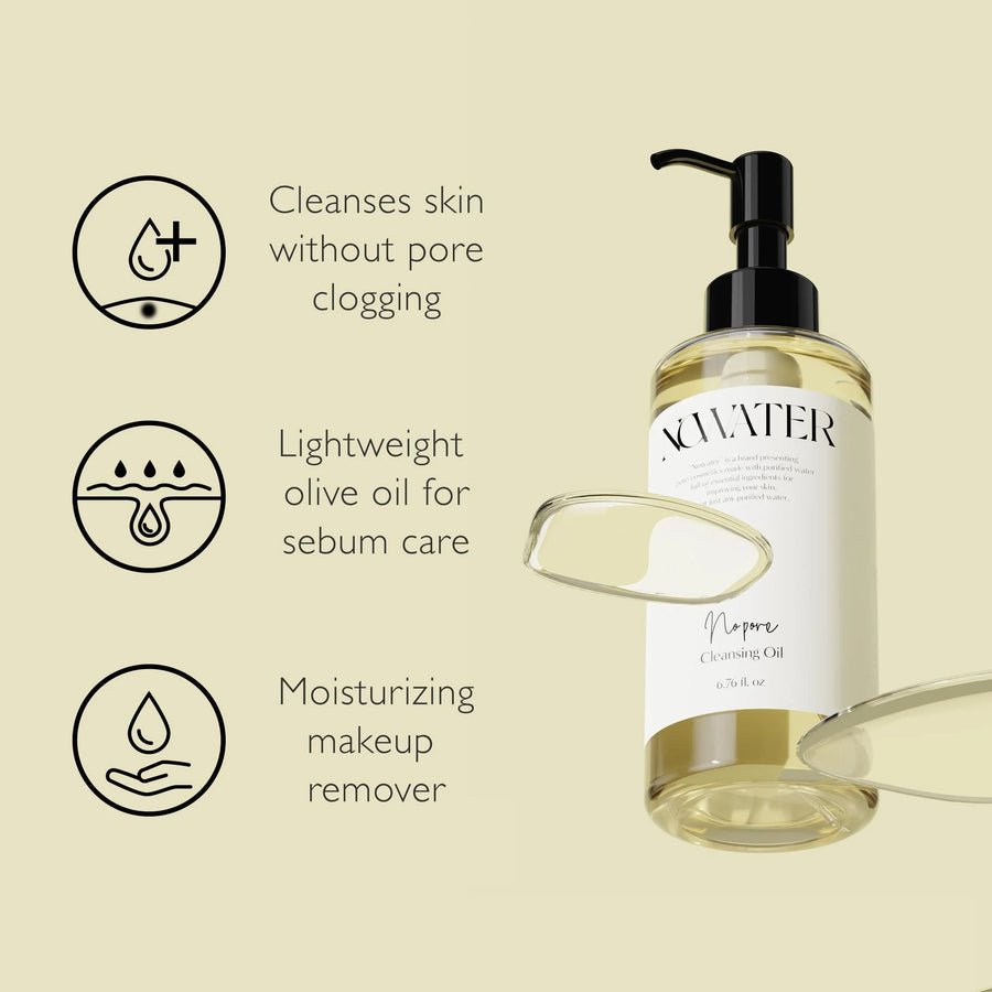 Makeup cleansing oil for blackheads in a bottle, highlighting pore cleansing benefits and moisturizing properties.