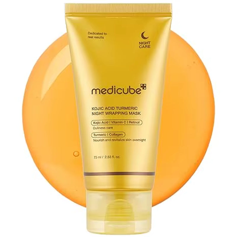 Free Brush Medicube Turmeric Overnight Wrapping Face Care Wrinkle Turmeric Collagen over Night Wrapping Peel off Facial Mask
