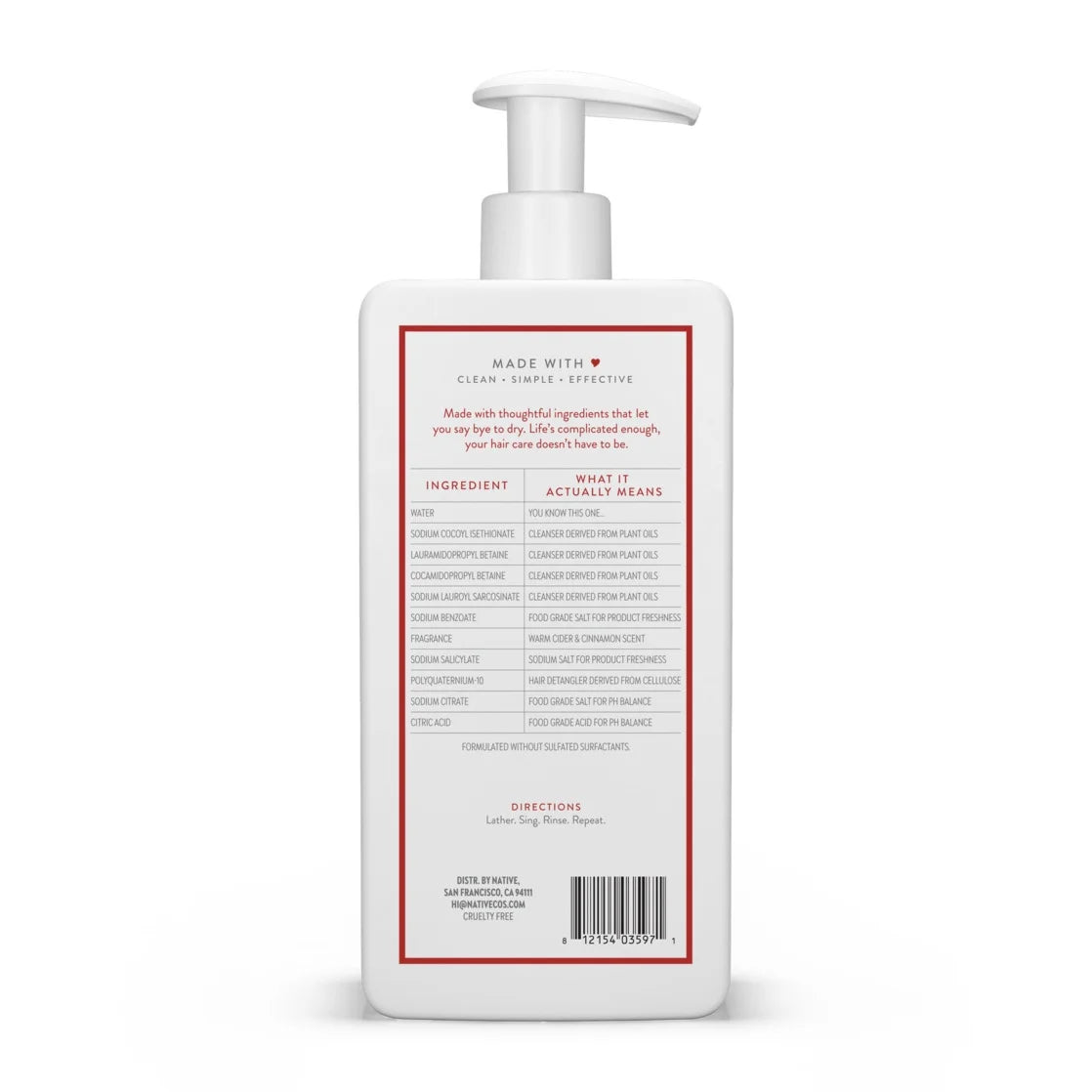 Moisturizing Shampoo, Warm Cider & Cinnamon, Sulfate Free, Paraben Free, 16.5 Fl. Oz