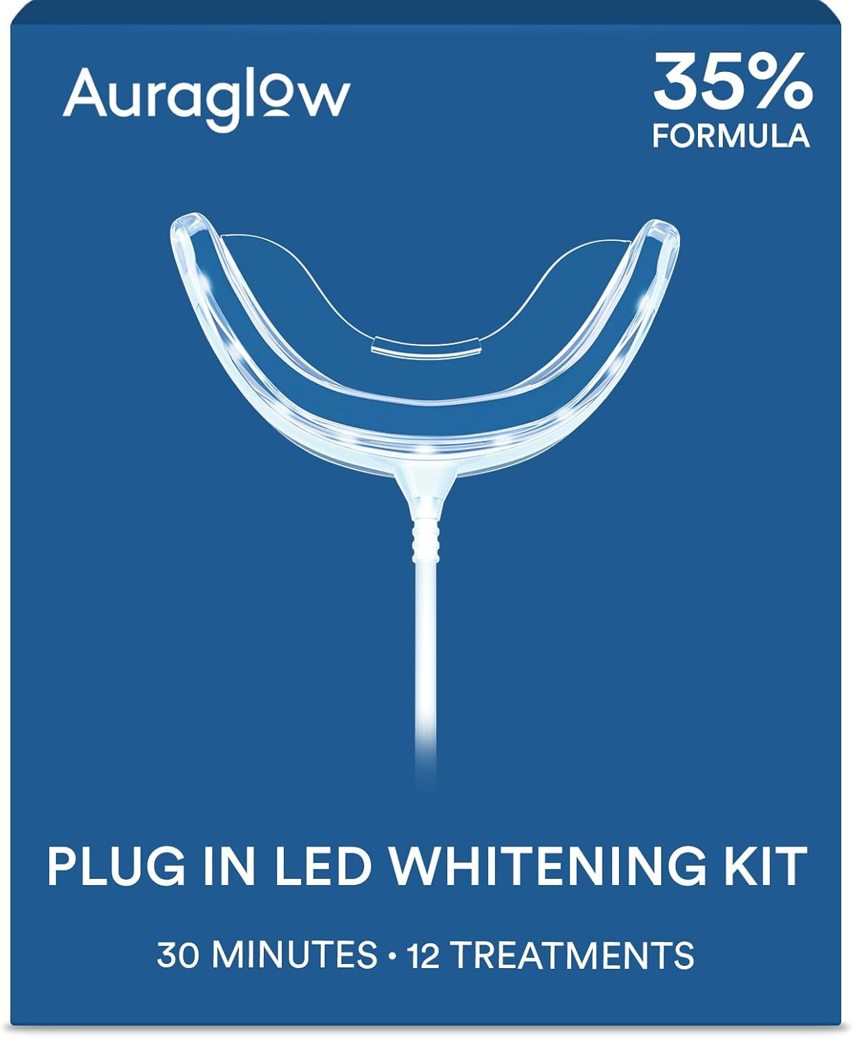 Auraglow Teeth Whitening Kit, LED Accelerator Light, 35% Carbamide Peroxide Teeth Whitening Gel, 20+ Whitening Treatments, Whitens up to 10 Shades in 7 Days
