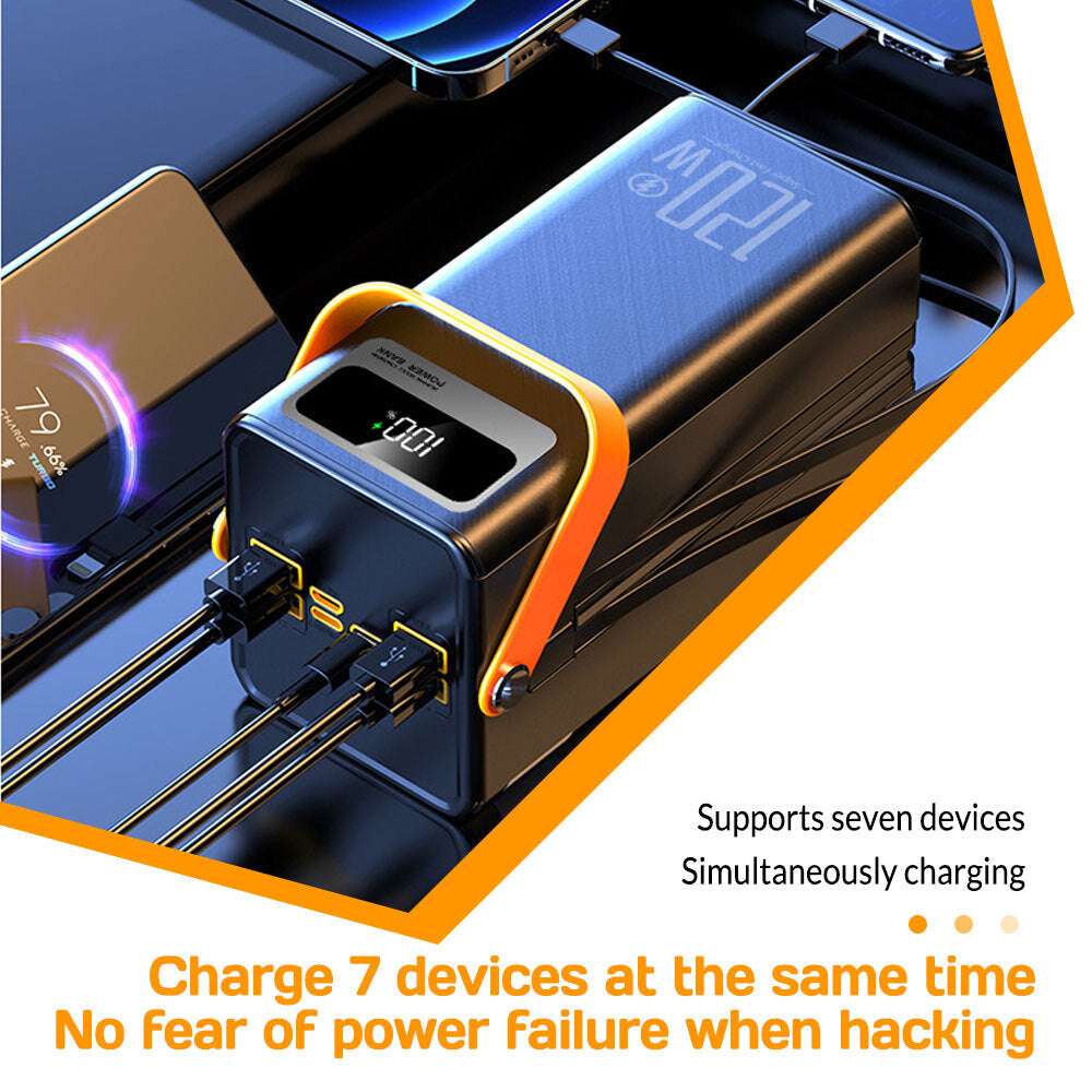 120W 70000Mah Portable Power Bank Large Capacity External Battery Fast Charging