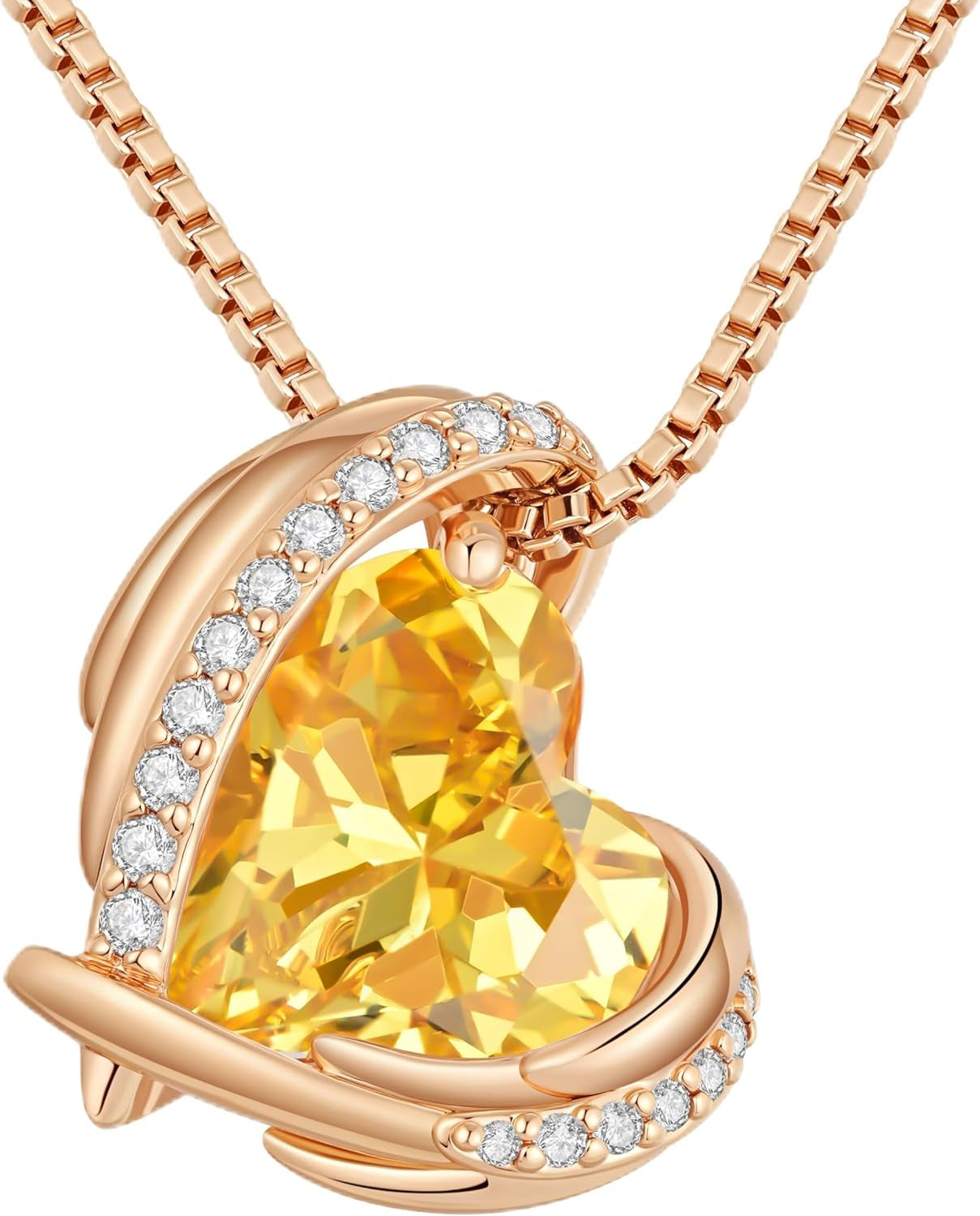 CDE Mothers Day Gifts Love Heart Pendant Necklaces for Women, Silver Tone Rose Gold Tone Birthstone Jewelry Gifts for Wife Her