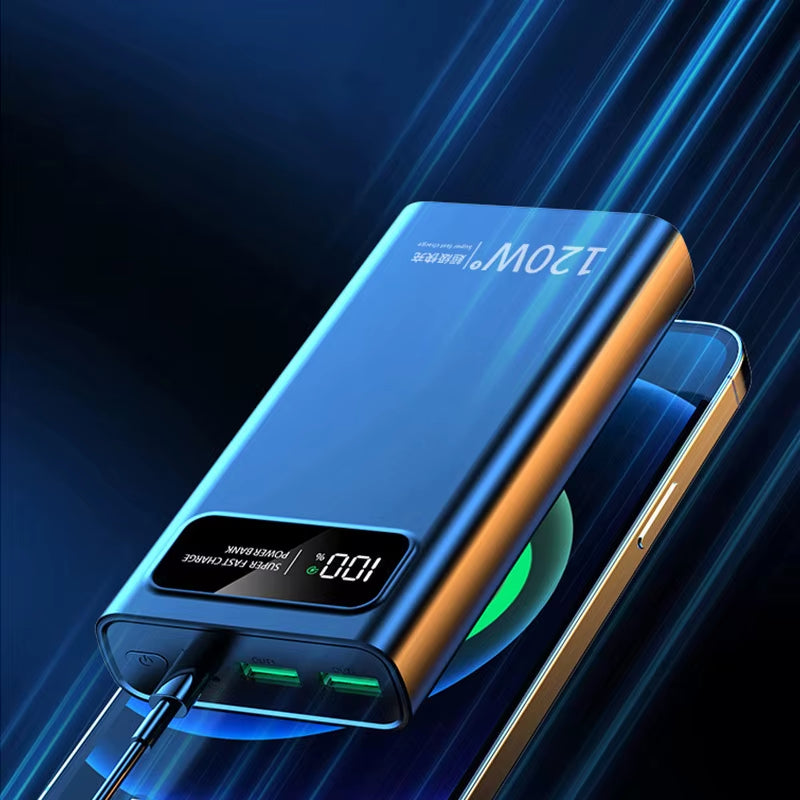 120W Super Fast Charge Portable Power 50000Mah Large Capacity Portable Power Bank Digital Display External Battery