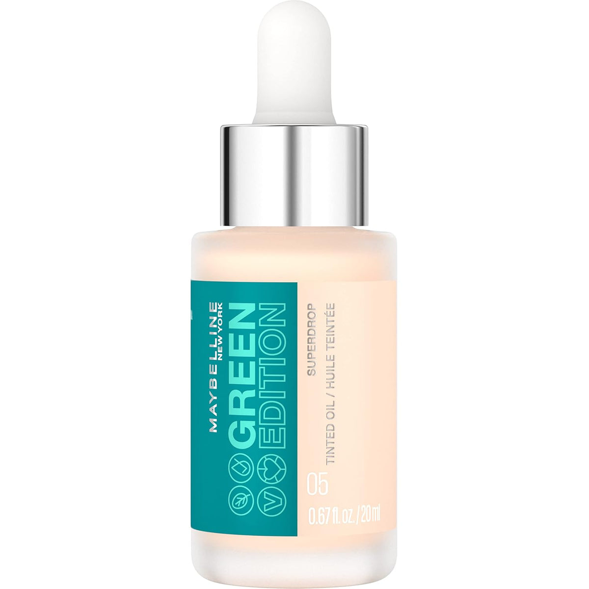 Maybelline Green Edition Superdrop Tinted Oil Base Makeup, Adjustable Natural Coverage Foundation Formulated with Jojoba & Marula Oil, 35, 1 Count