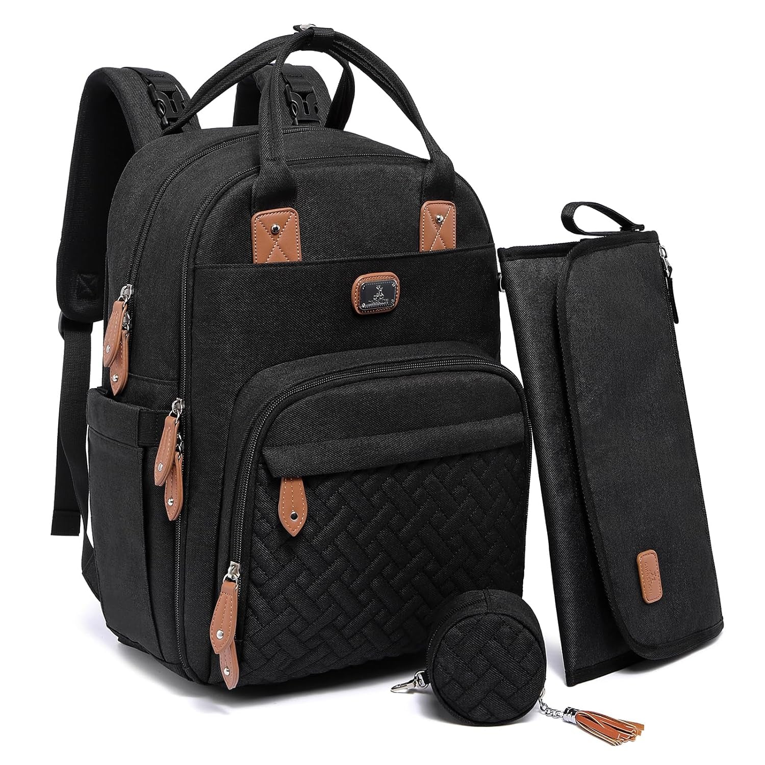 Dikaslon Diaper Bag Backpack with Portable Changing Pad, Pacifier Case and Stroller Straps, Large Unisex Baby Bags for Boys Girls, Multipurpose Travel Back Pack Moms Dads, Gray