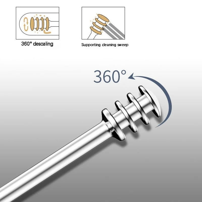 6Pcs Stainless Steel Ear Wax Removal Tool Set Spiral Rotating Earpicking Spoon Ear Picker Spoon for Cleaning Collecting Ear Wax