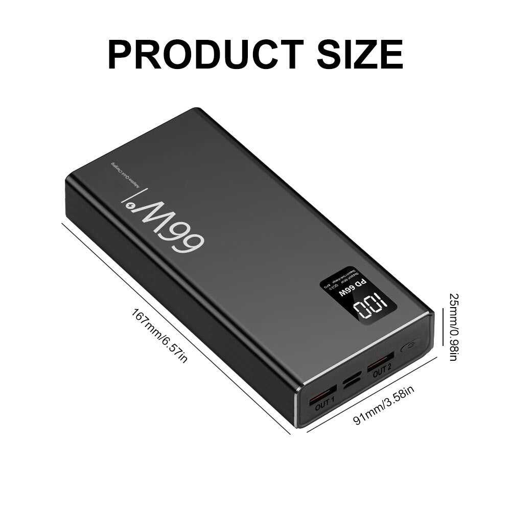 120W 70000Mah Portable Power Bank Large Capacity External Battery Fast Charging