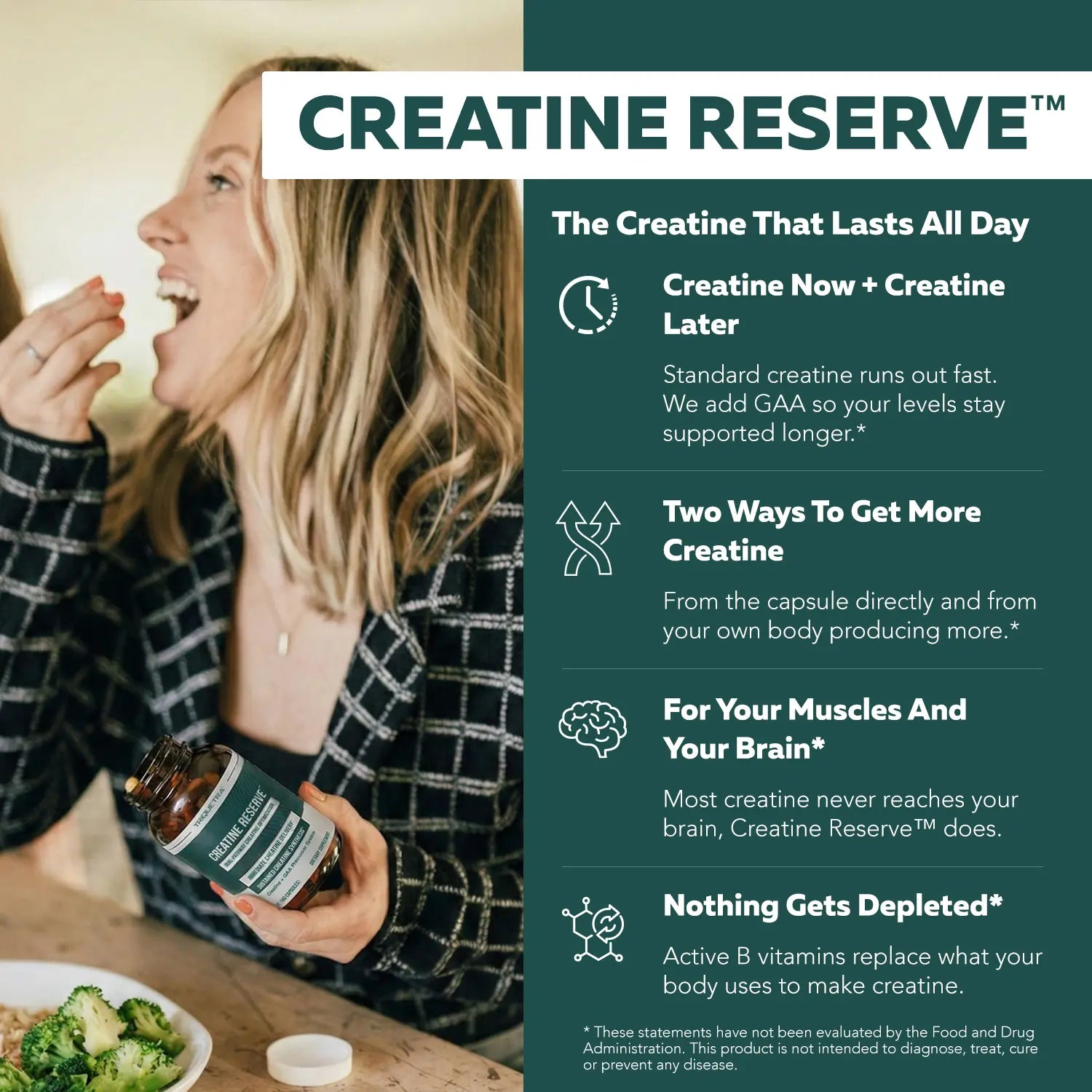 Creatine Reserve – Creatine Monohydrate + GAA with B Vitamins & Taurine – Dual-Source Creatine Formula for Women & Men – Non-Gmo (30 Servings)