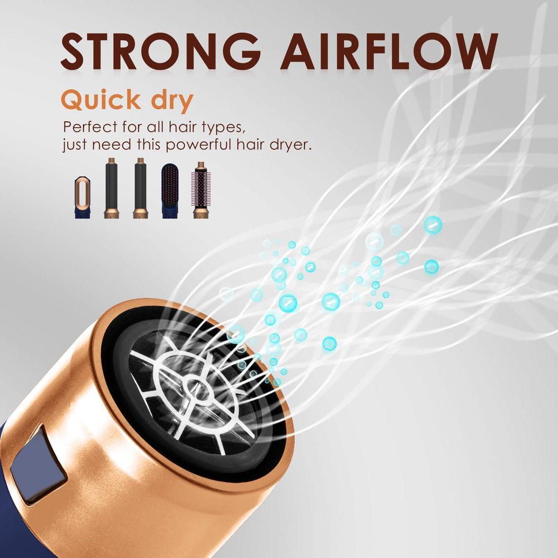Hair Dryer Brush 5 in 1, Negative Ion Blow Dryer Brush Set -110,000 RPM High - Speed Hot Air Brush Air Styler Curling Wrap Air Curler, Curling Iron Hair Styling Tool for Straight Curl Drying Smoothing