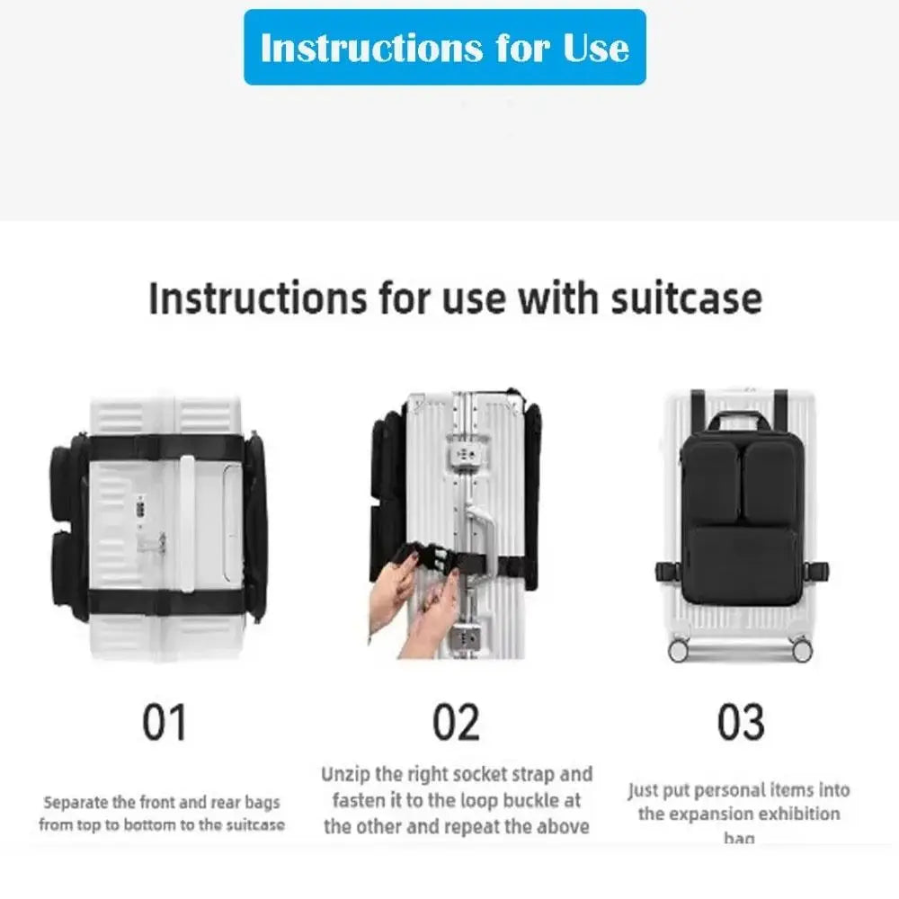 Adjustable Straps Boarding Case Hanging Bag Expansion Removable Suitcase Additional Handbag Multifunctional with PU Handle