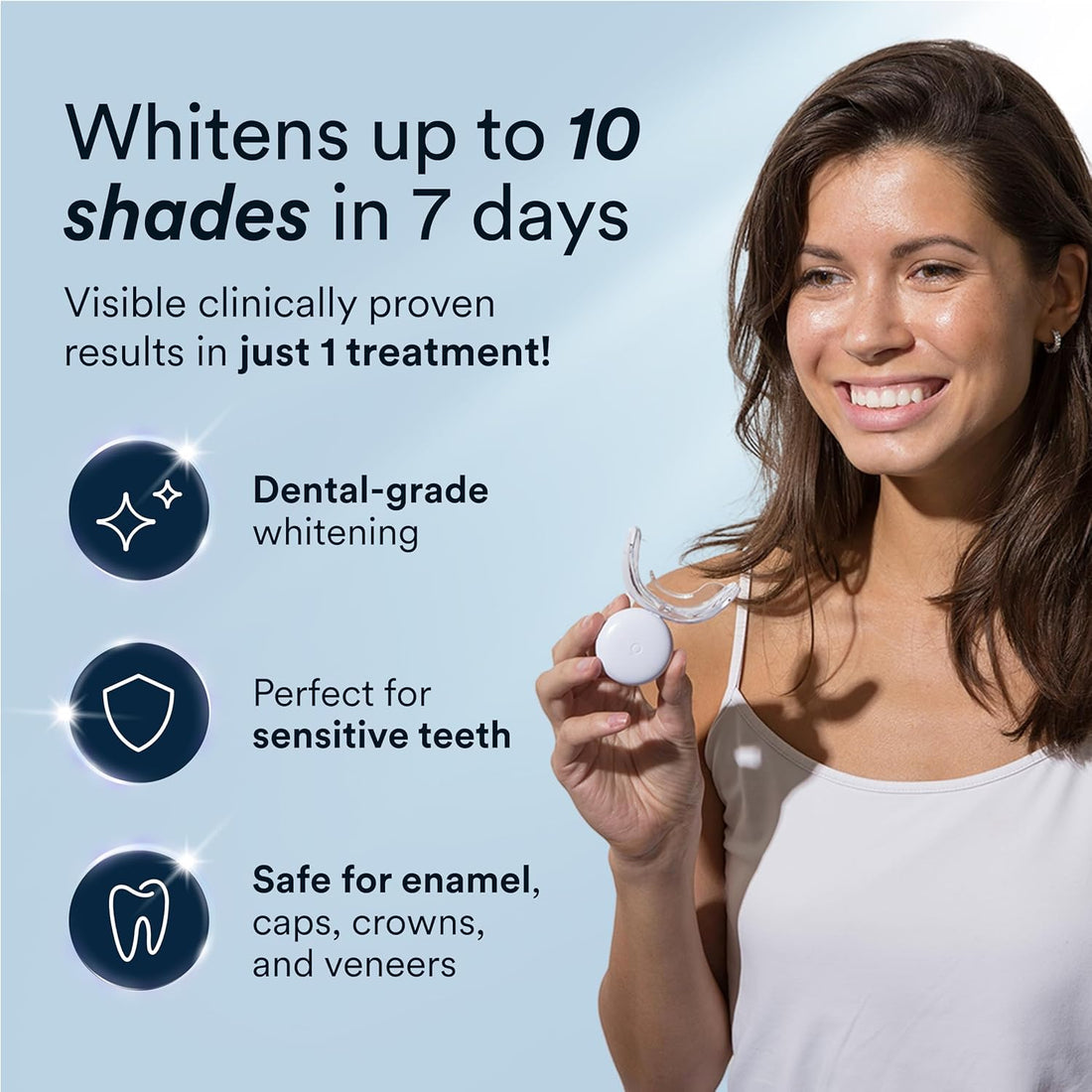 Auraglow Teeth Whitening Kit, LED Accelerator Light, 35% Carbamide Peroxide Teeth Whitening Gel, 20+ Whitening Treatments, Whitens up to 10 Shades in 7 Days