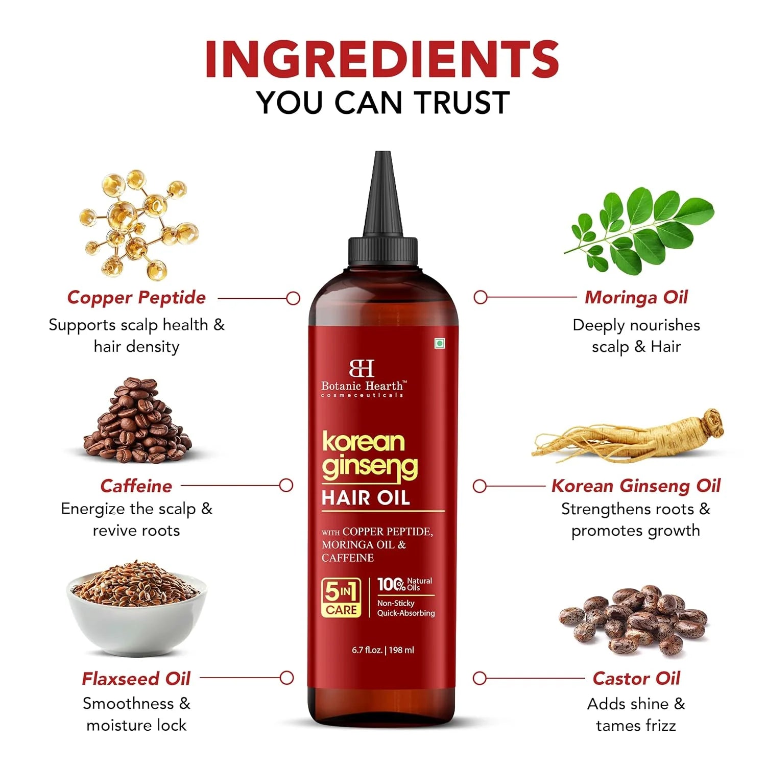 Korean Ginseng Hair Oil 6.7 Fl Oz | Nourishing & Strengthening Hair Growth Oil | Lightweight, Non-Sticky Formula with Natural Oils for Healthy Scalp & Stronger Hair