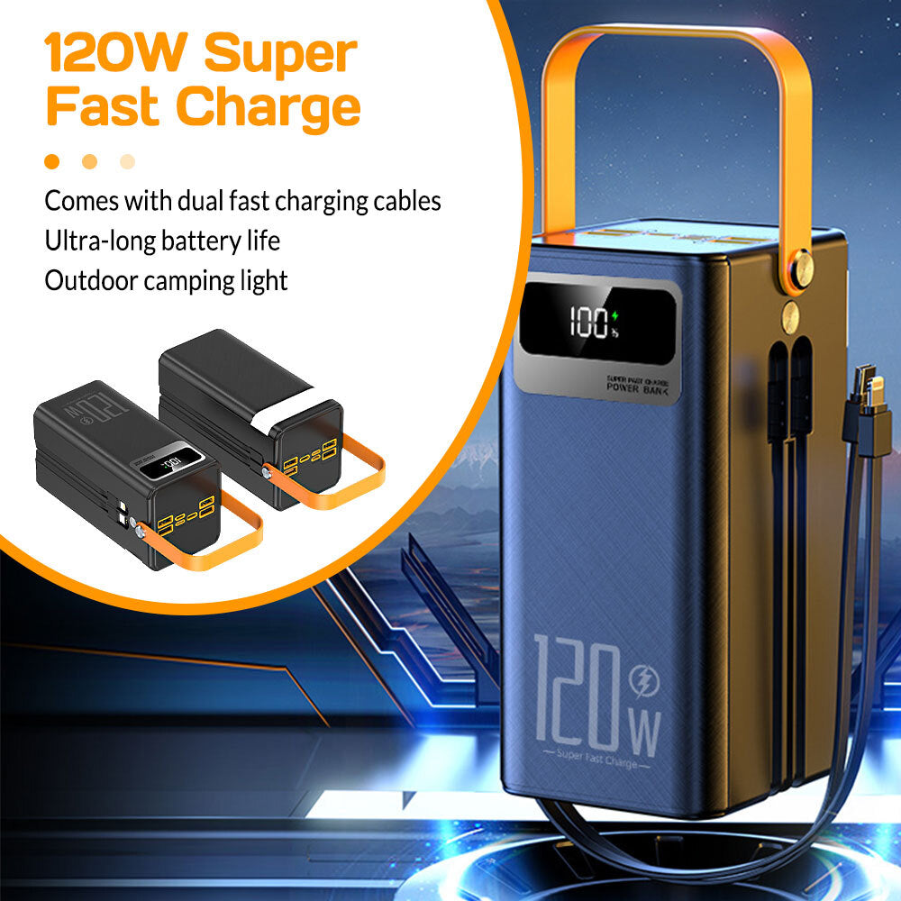 120W 70000Mah Portable Power Bank Large Capacity External Battery Fast Charging