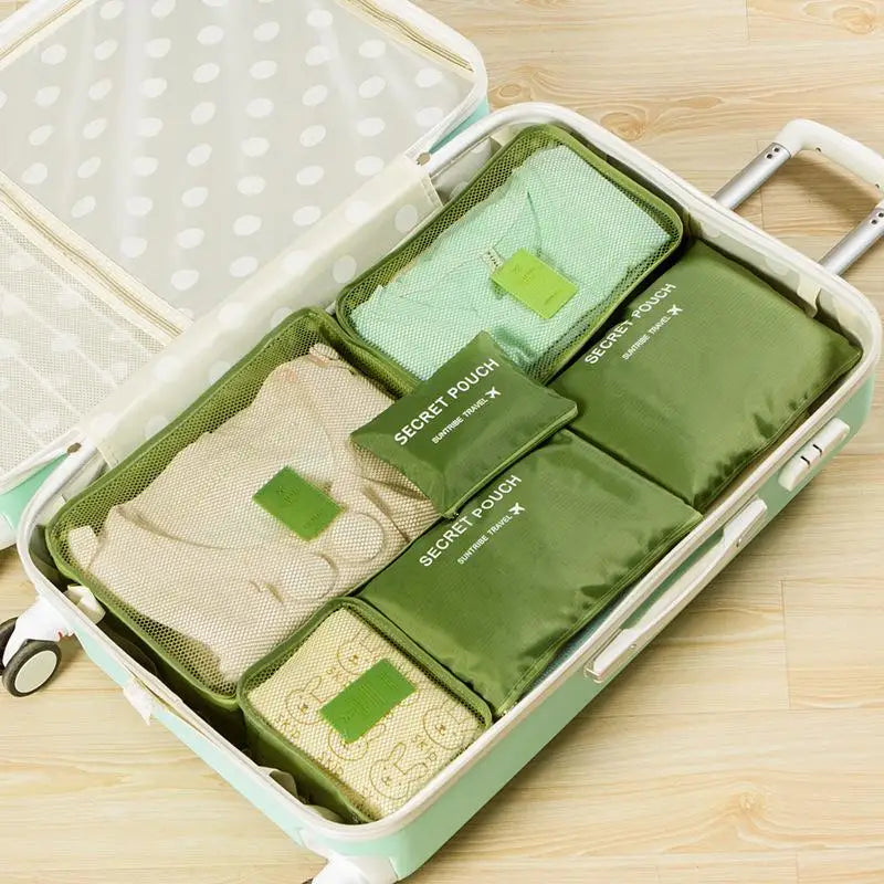 Travel Bag Organizer; 6-piece Large Suitcase Storage for Clothes, Shoes and Make-up