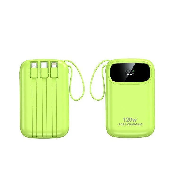 Portable Power Bank 10000–20000mAh with Built-In Cables