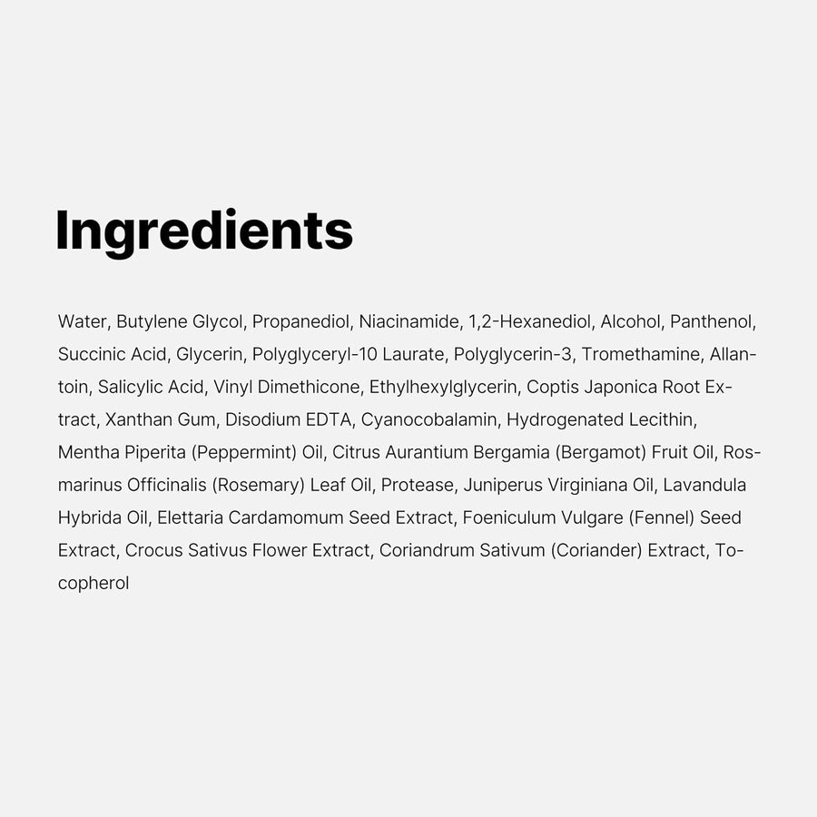 Ingredients for Medicube Red Succinic Acid Peeling Pads including succinic acid and panthenol for skincare.