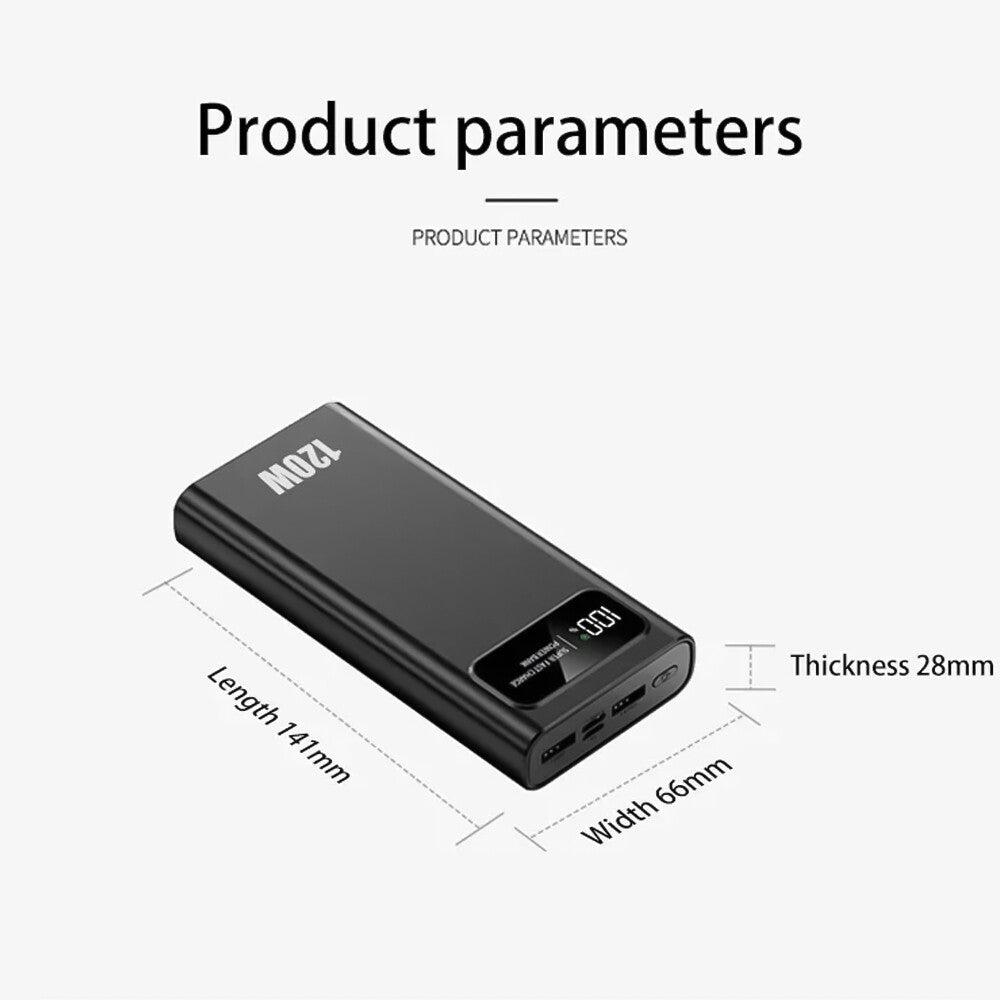 120W 70000Mah Portable Power Bank Large Capacity External Battery Fast Charging