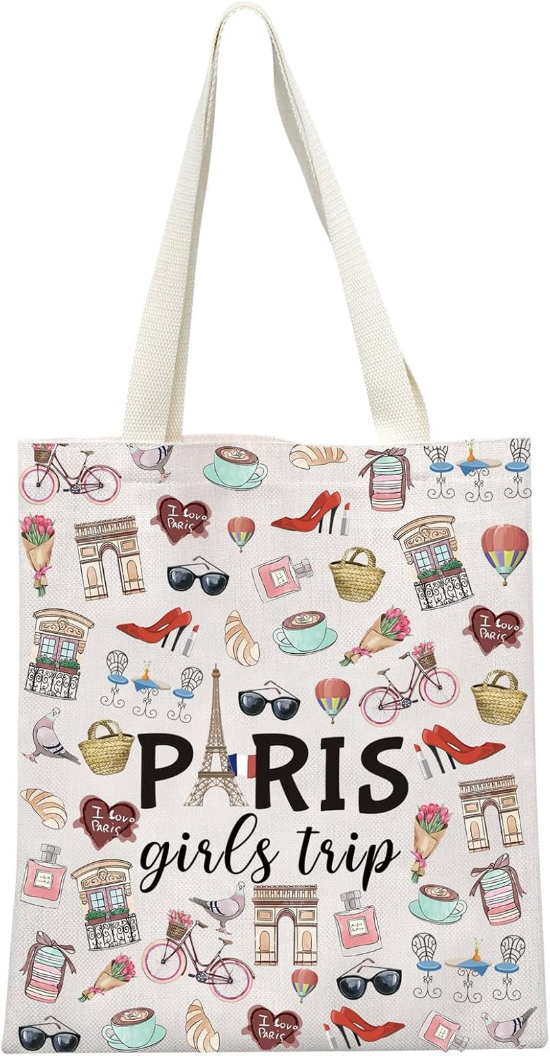 Paris Weekend Gift Bag - Vacation Theme Travel Bag with Paris Skyline Design - Perfect for Girls&