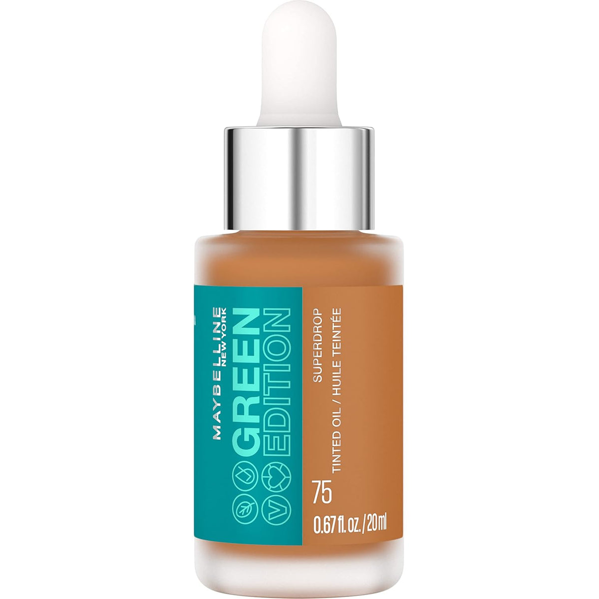 Maybelline Green Edition Superdrop Tinted Oil Base Makeup, Adjustable Natural Coverage Foundation Formulated with Jojoba & Marula Oil, 35, 1 Count