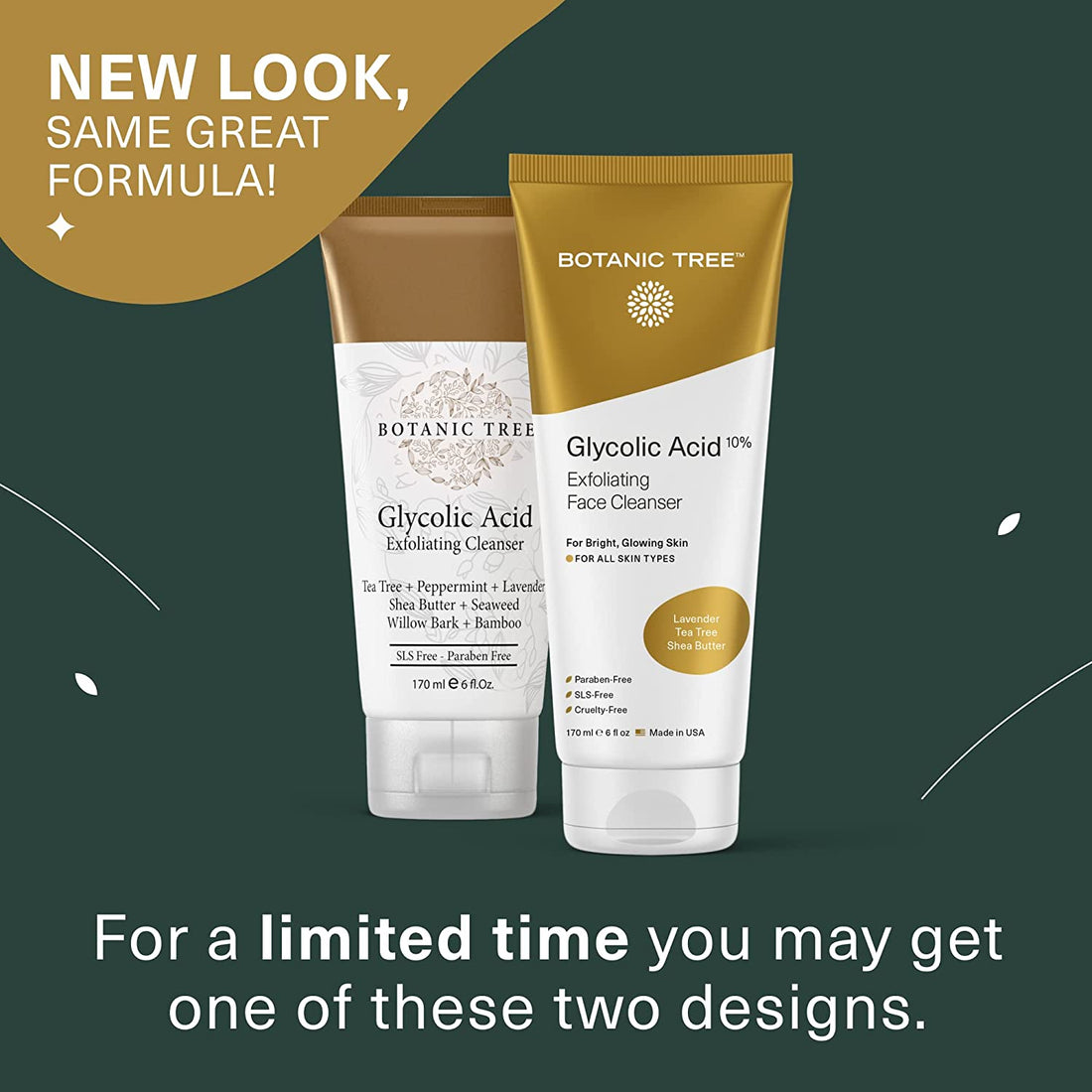 Botanic Tree Glycolic Acid Face Wash - Glycolic acid facial cleanser - New look, same great formula.