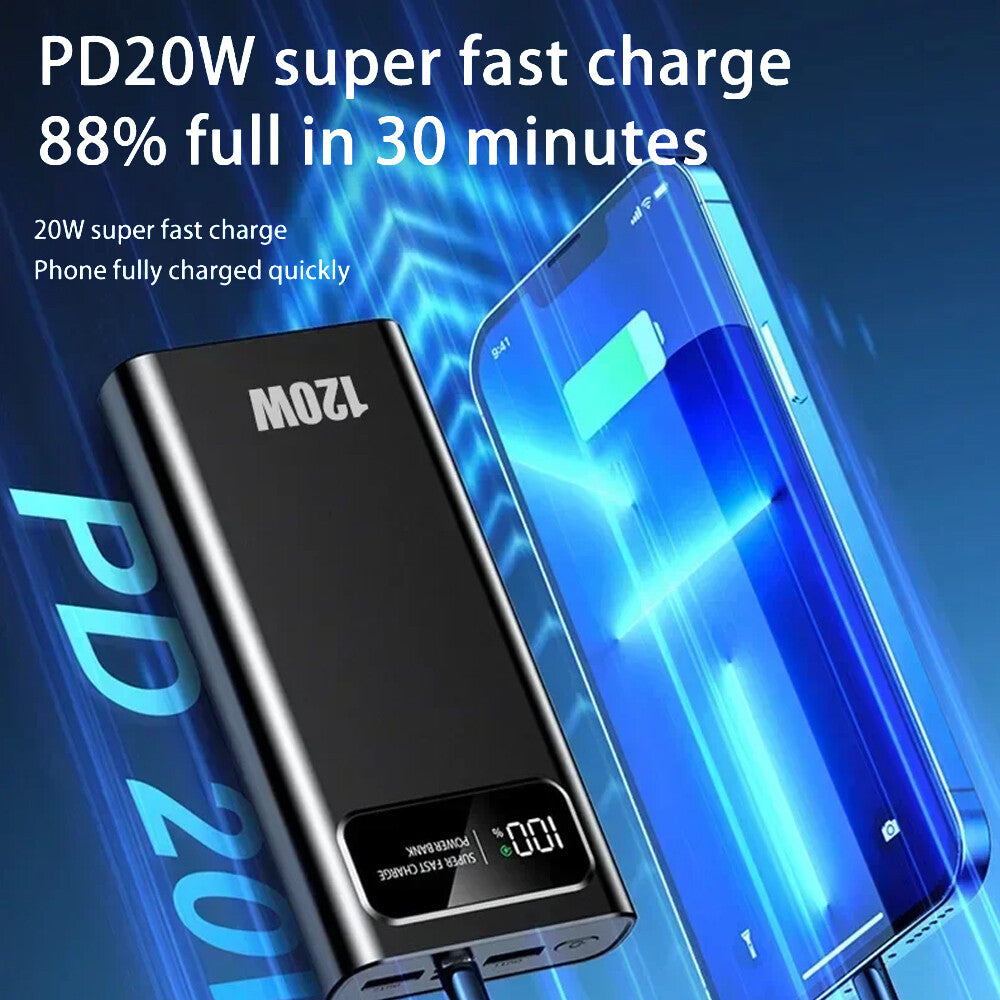 120W 70000Mah Portable Power Bank Large Capacity External Battery Fast Charging