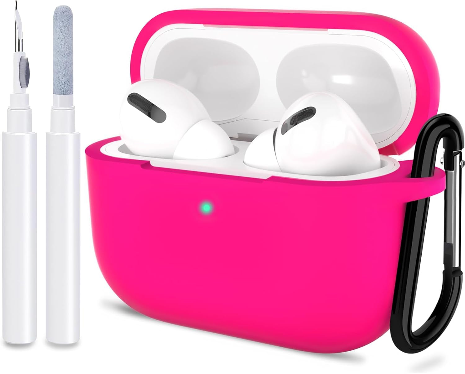 ATUAT for Airpods Pro 1St/2Nd Generation Case Cover, Protective Silicone Skin Accessories with Keychain for Women Men for Apple Airpods Pro 2019/2022 Charging Case,Front LED Visible-Midnight Green