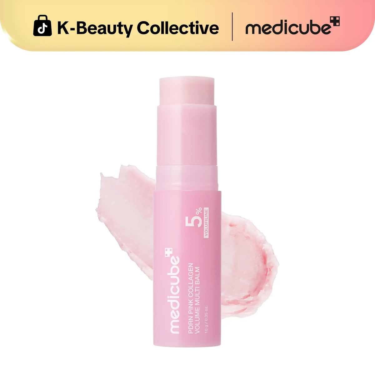 Medicube PDRN Pink Collagen Volume Multi Balm packaging with a smooth balm texture, designed for youthful-looking skin.