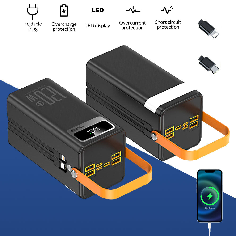 120W 70000Mah Portable Power Bank Large Capacity External Battery Fast Charging