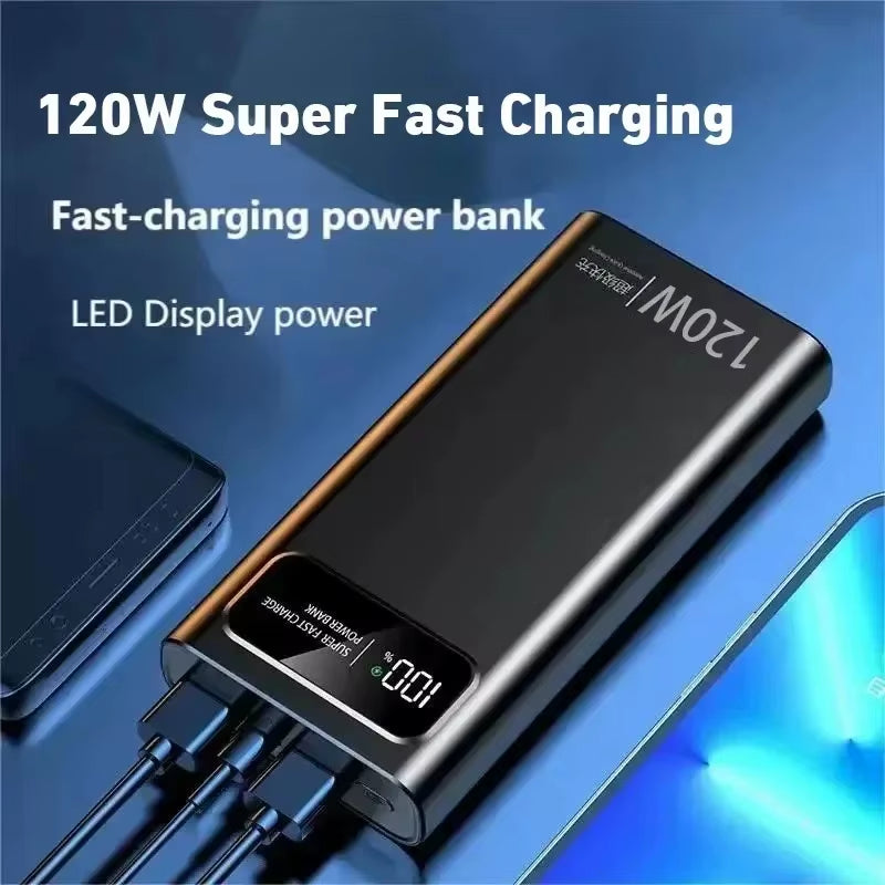120W Super Fast Charge Portable Power 50000Mah Large Capacity Portable Power Bank Digital Display External Battery