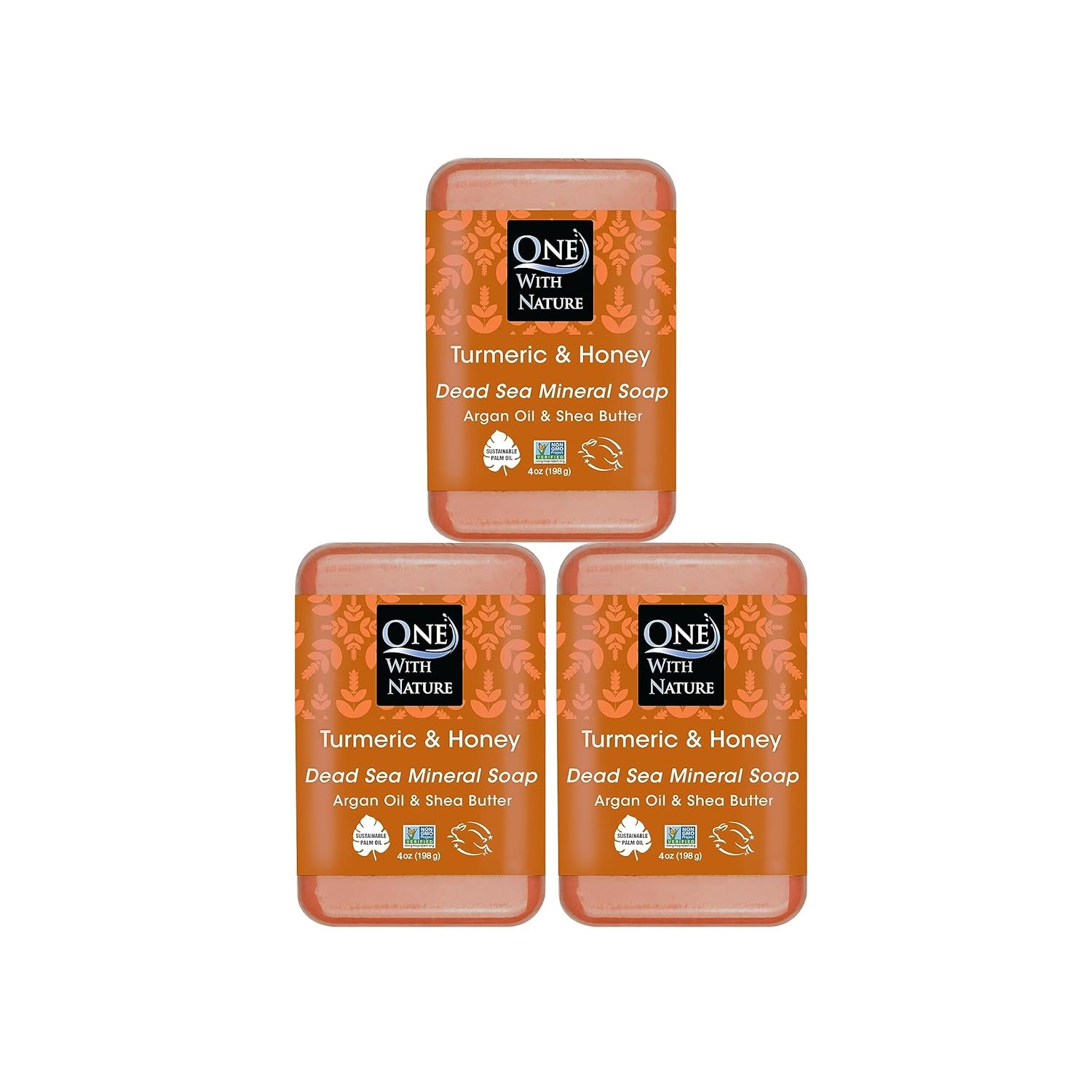 One with Nature Dead Sea Salt Lemon Sage Soap 4Oz 3-Pack – Purifying and Exfoliating Soap Bar with Dead Sea Minerals for Face & Body, for Men & Women