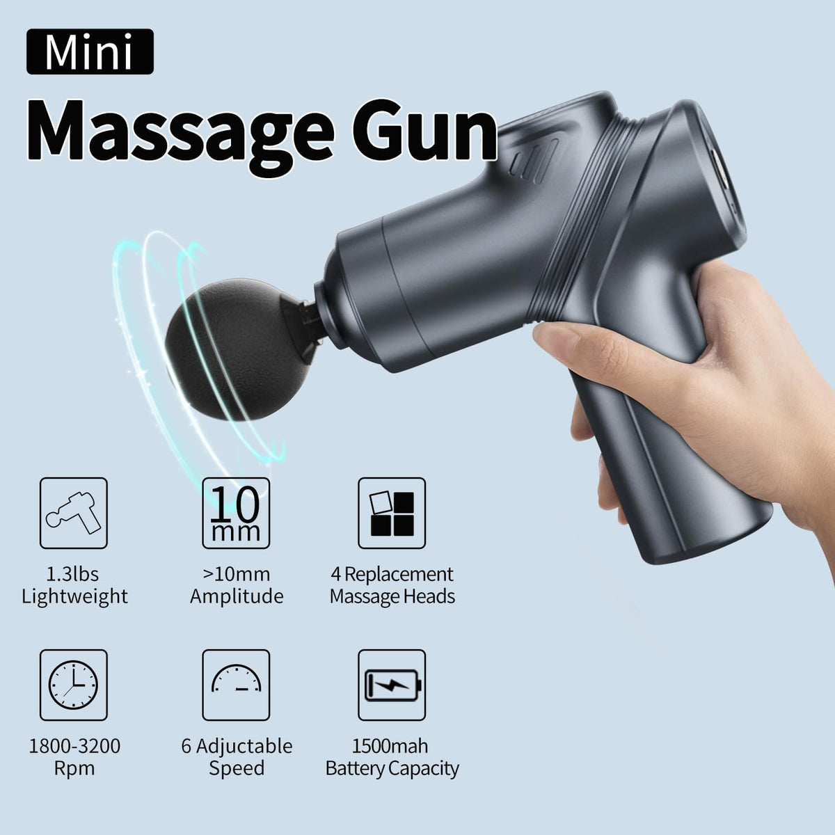 LEERCON Massage Gun Deep Tissue Mini Muscle Massager for Pain Relief, Blue