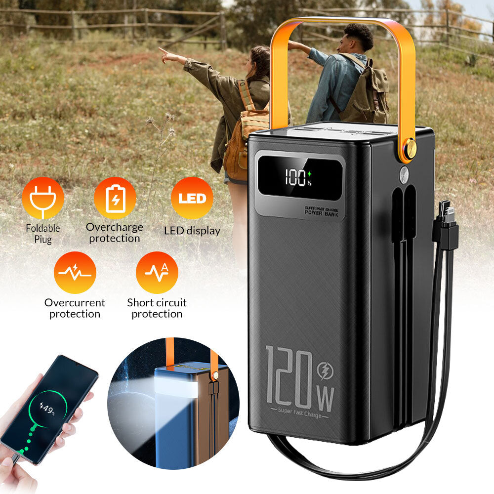 120W 70000Mah Portable Power Bank Large Capacity External Battery Fast Charging