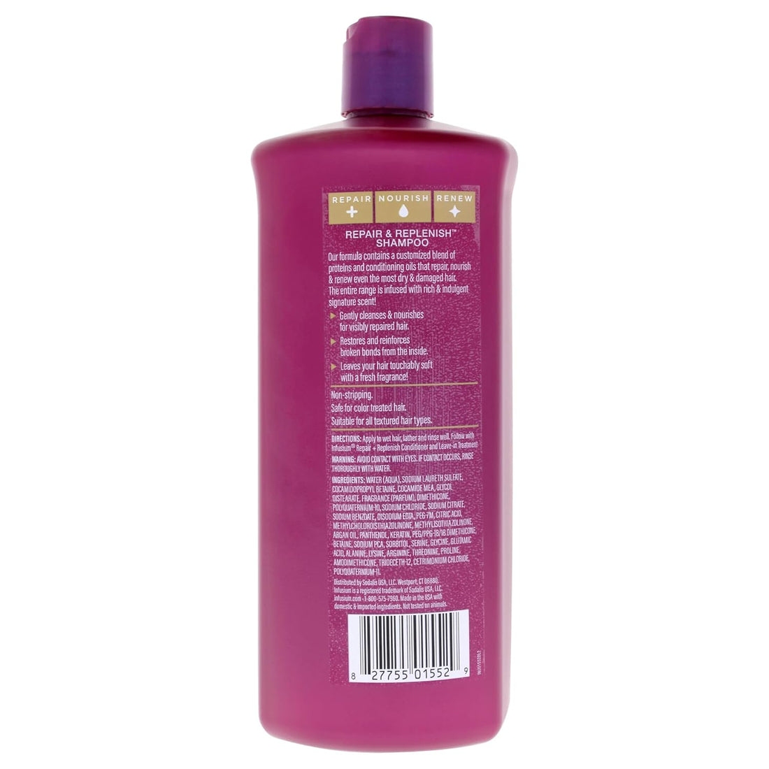 Infusium Repair and Replenish Nourishing Shampoo - Hydrating and Clarifying Shampoo for Build up - Ceramides, Keratin, and Argan Oil - 33.8 Oz
