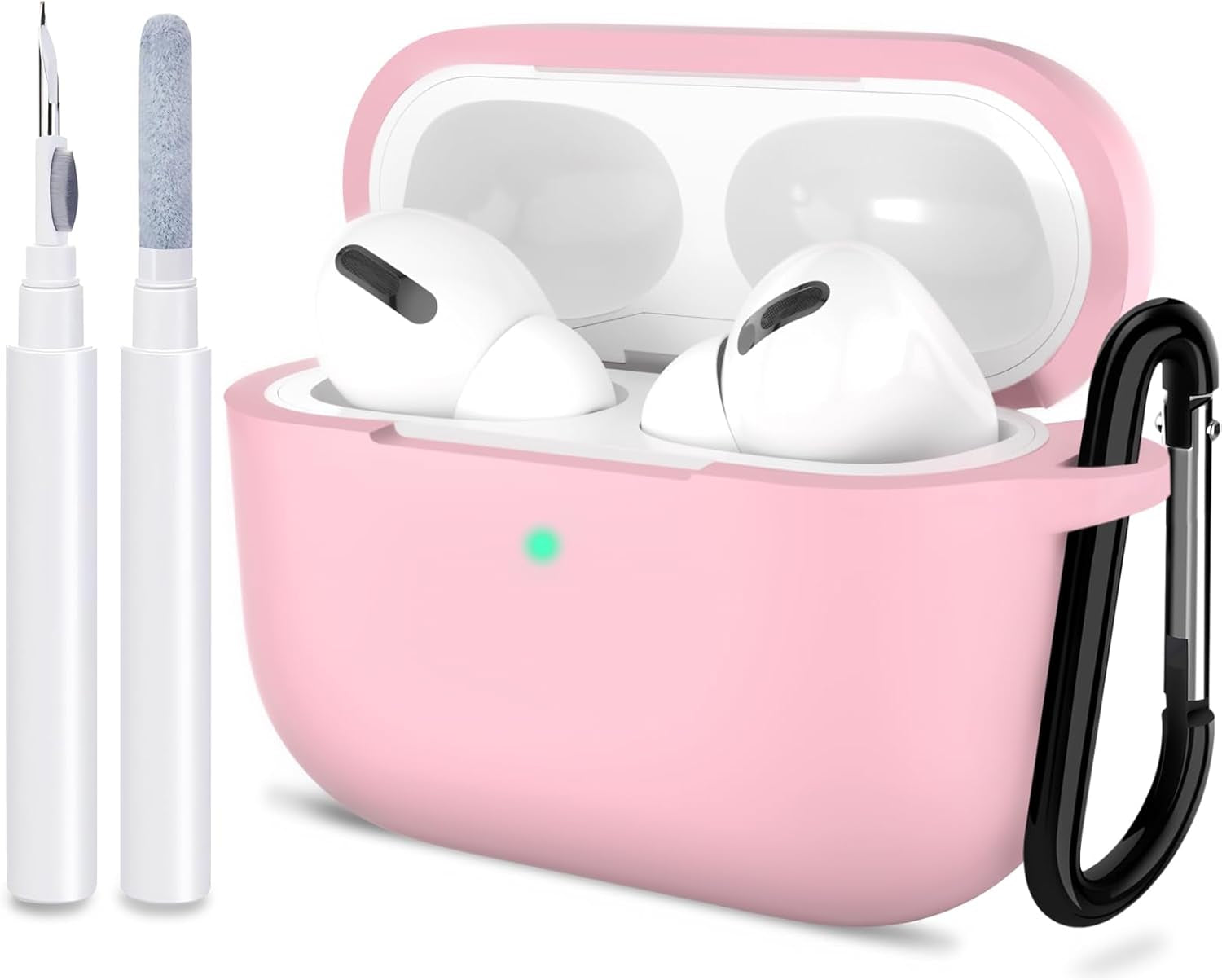 ATUAT for Airpods Pro 1St/2Nd Generation Case Cover, Protective Silicone Skin Accessories with Keychain for Women Men for Apple Airpods Pro 2019/2022 Charging Case,Front LED Visible-Midnight Green
