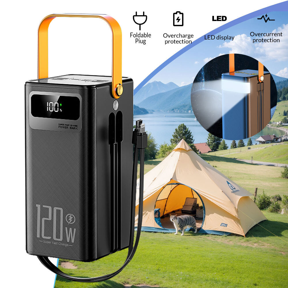 120W 70000Mah Portable Power Bank Large Capacity External Battery Fast Charging