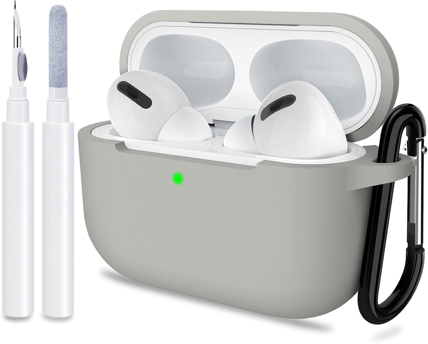 ATUAT for Airpods Pro 1St/2Nd Generation Case Cover, Protective Silicone Skin Accessories with Keychain for Women Men for Apple Airpods Pro 2019/2022 Charging Case,Front LED Visible-Midnight Green
