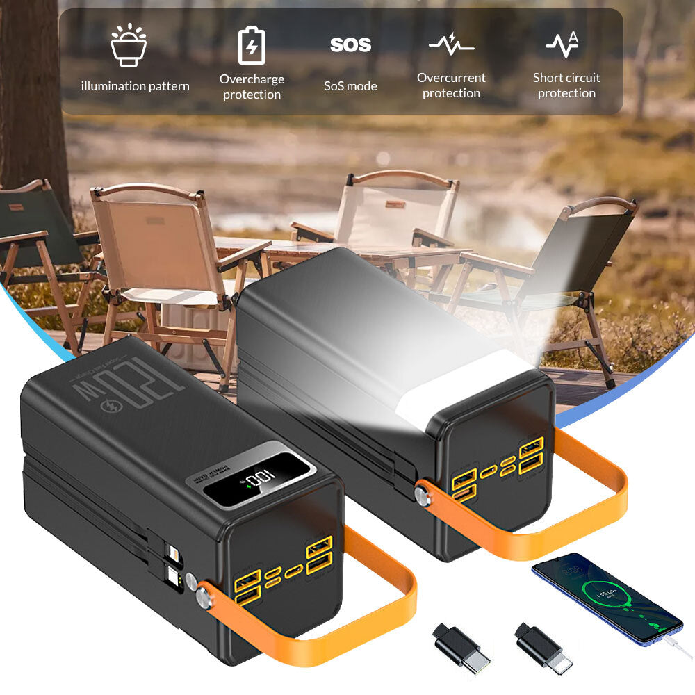 120W 70000Mah Portable Power Bank Large Capacity External Battery Fast Charging